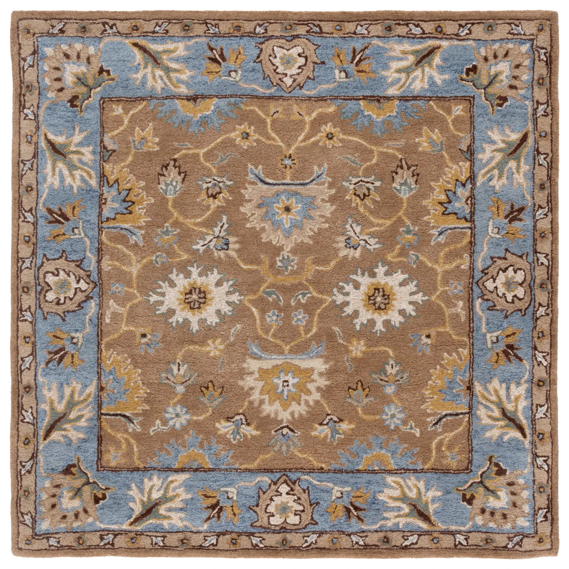 Heritage Palmette Vine Bordered Hand-Tufted Wool Rug