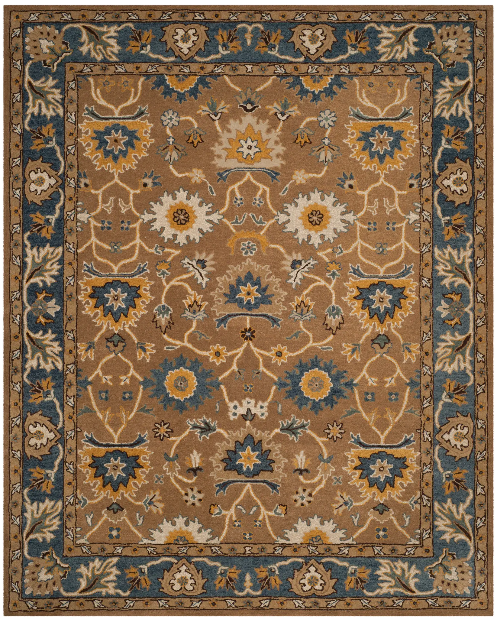 Heritage Palmette Vine Bordered Hand-Tufted Wool Rug