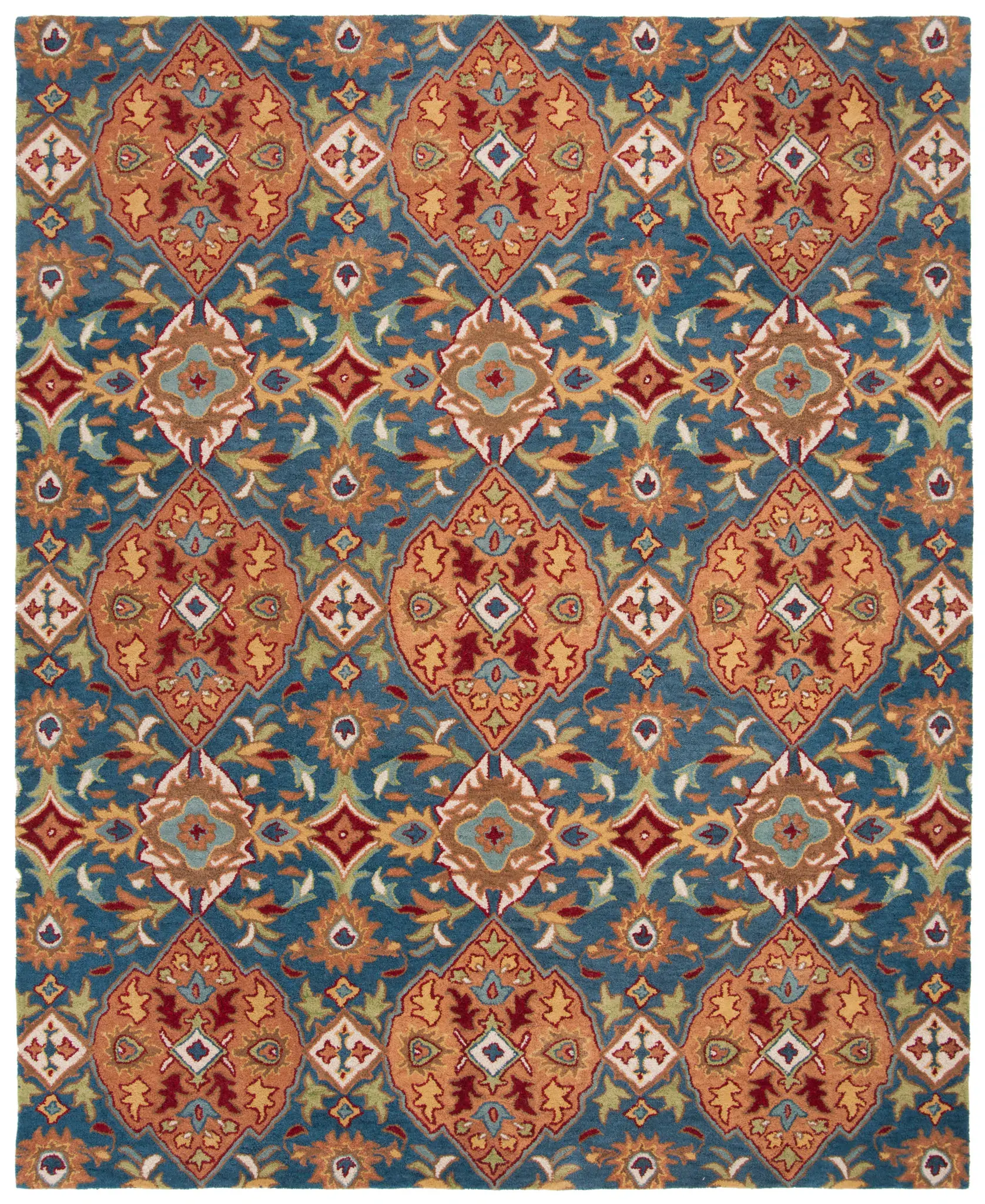 Heritage Diamond Floral Hand-Tufted Wool Rug