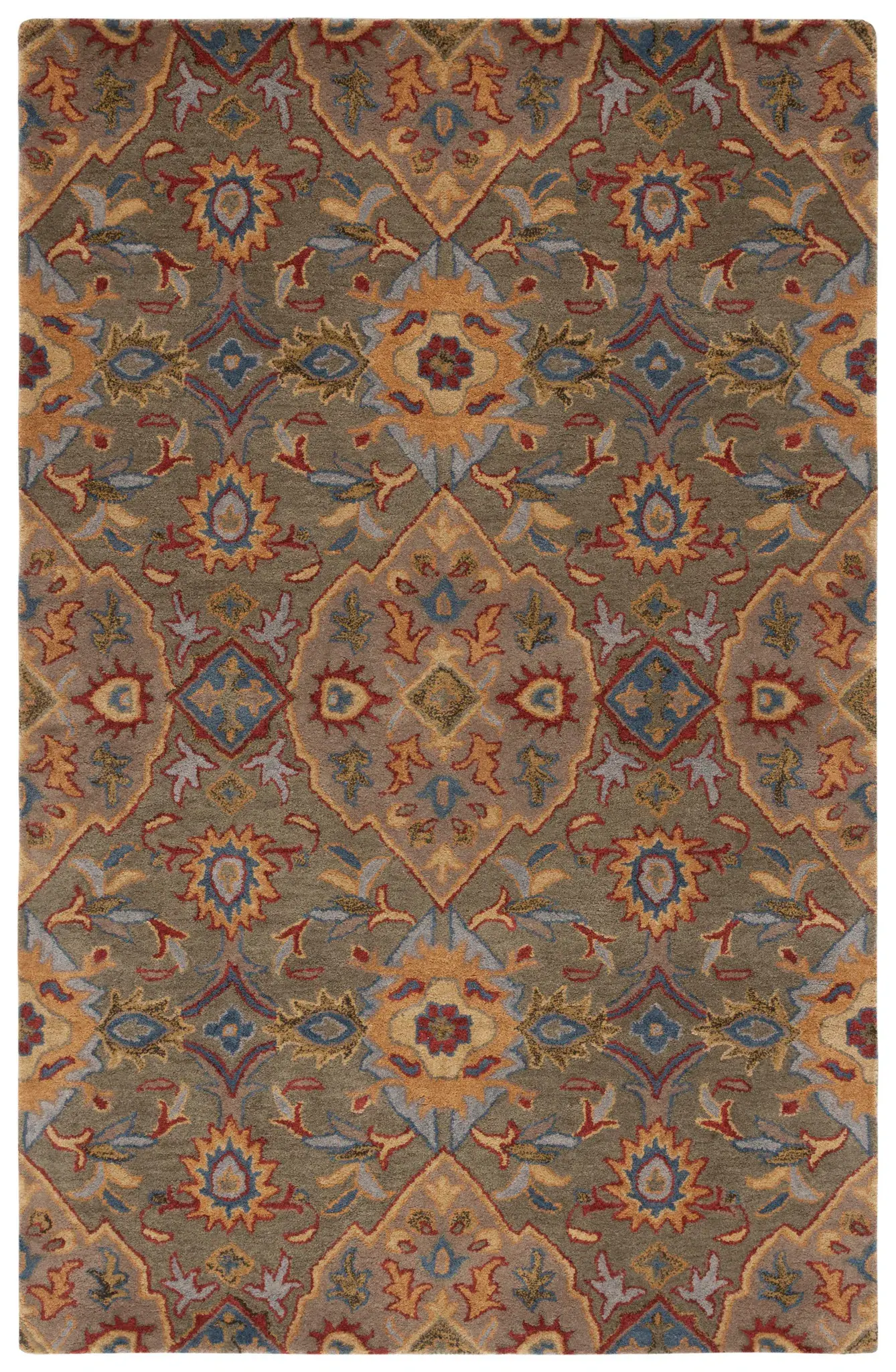 Heritage Diamond Floral Hand-Tufted Wool Rug