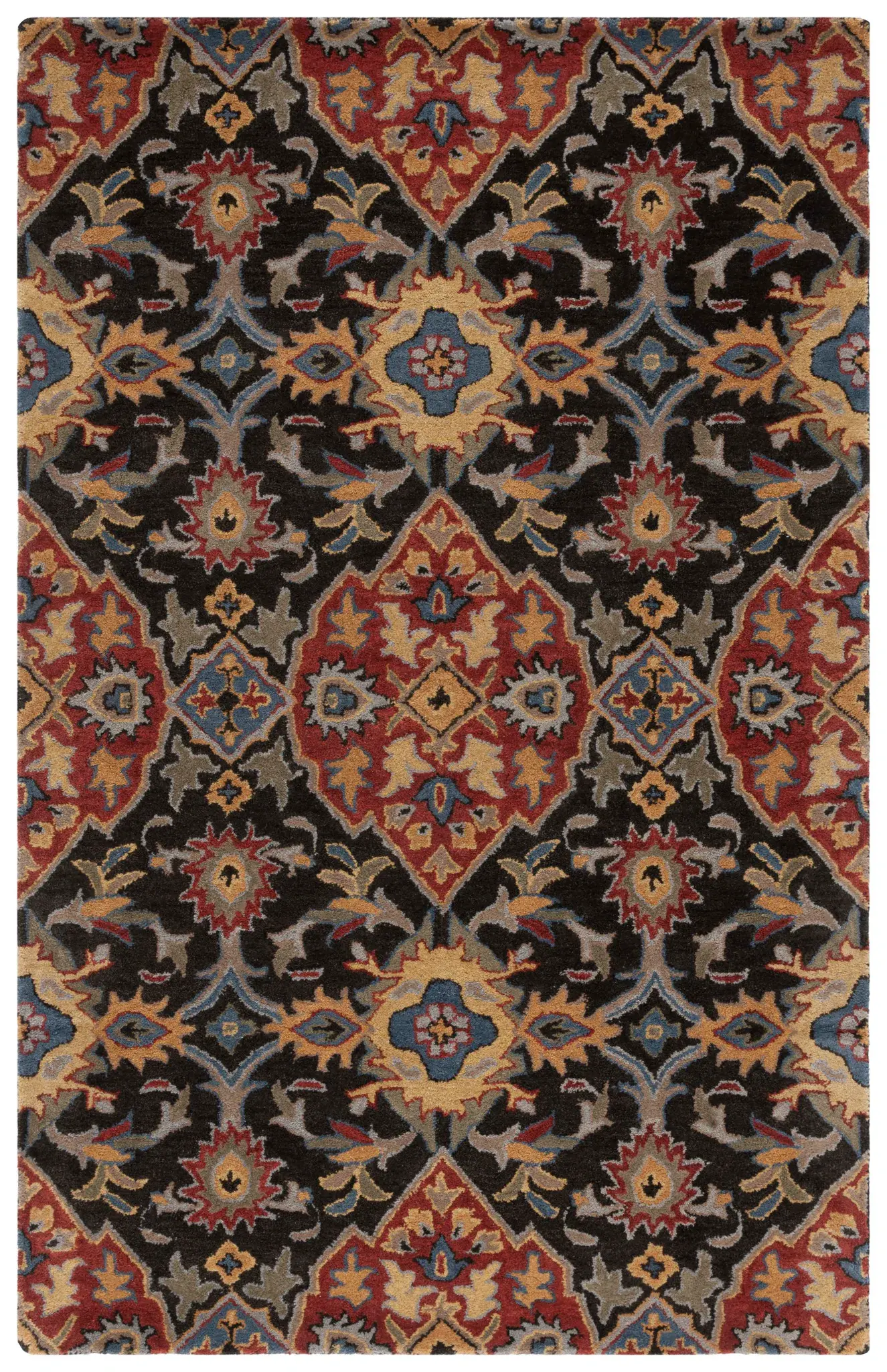 Heritage Diamond Floral Hand-Tufted Wool Rug