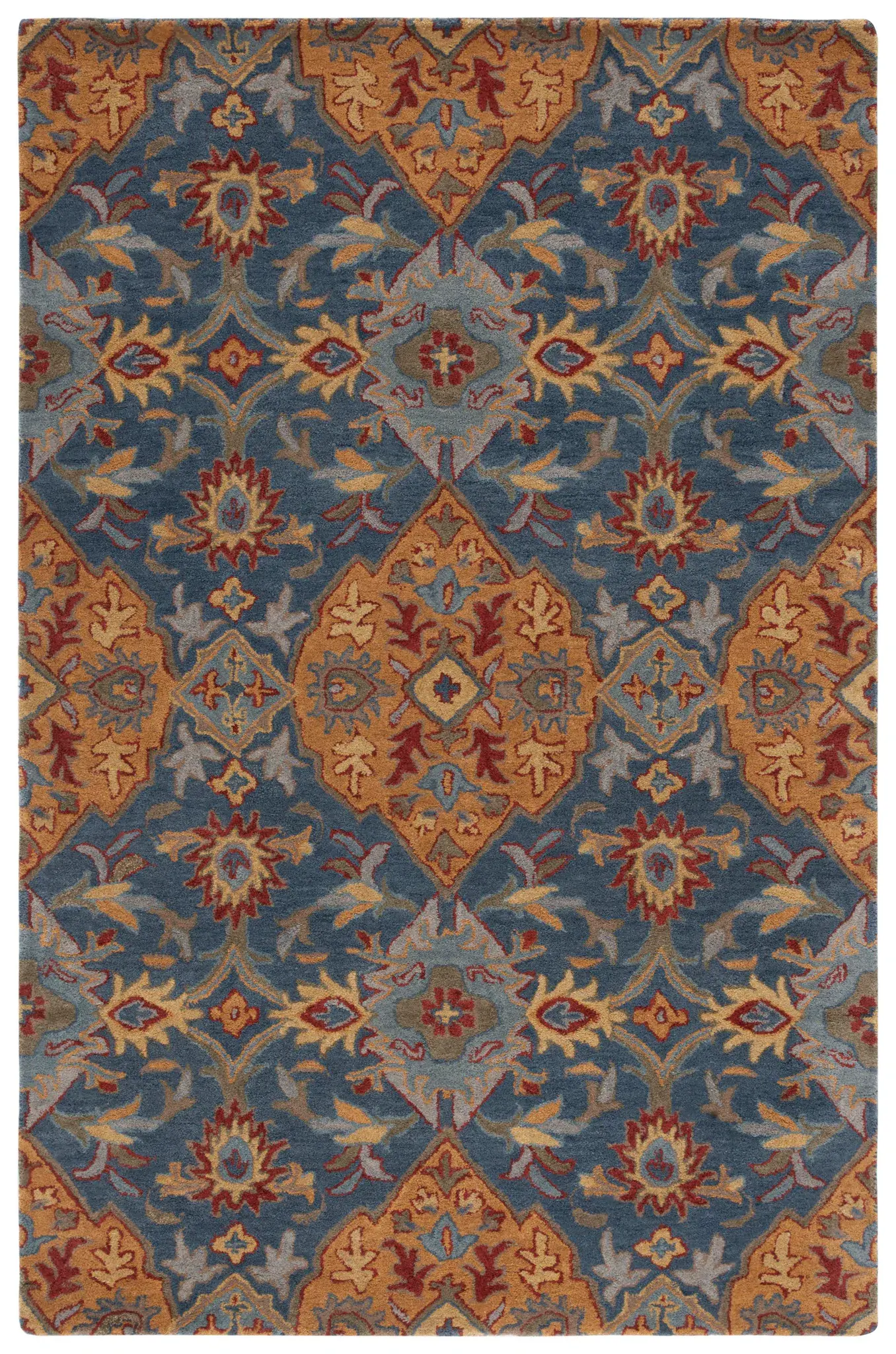 Heritage Diamond Floral Hand-Tufted Wool Rug