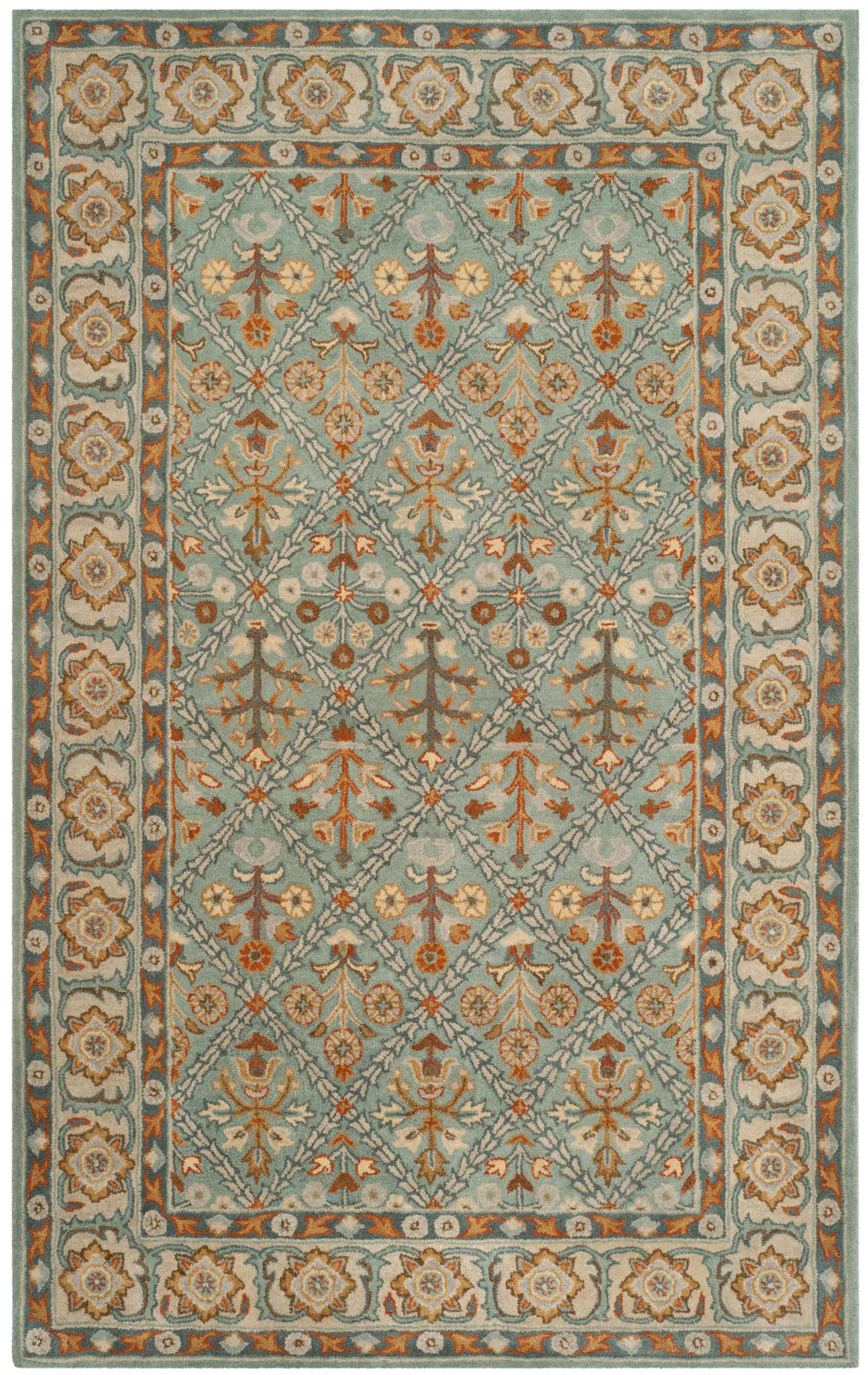 Heritage Floral Diamond Hand-Tufted Wool Rug