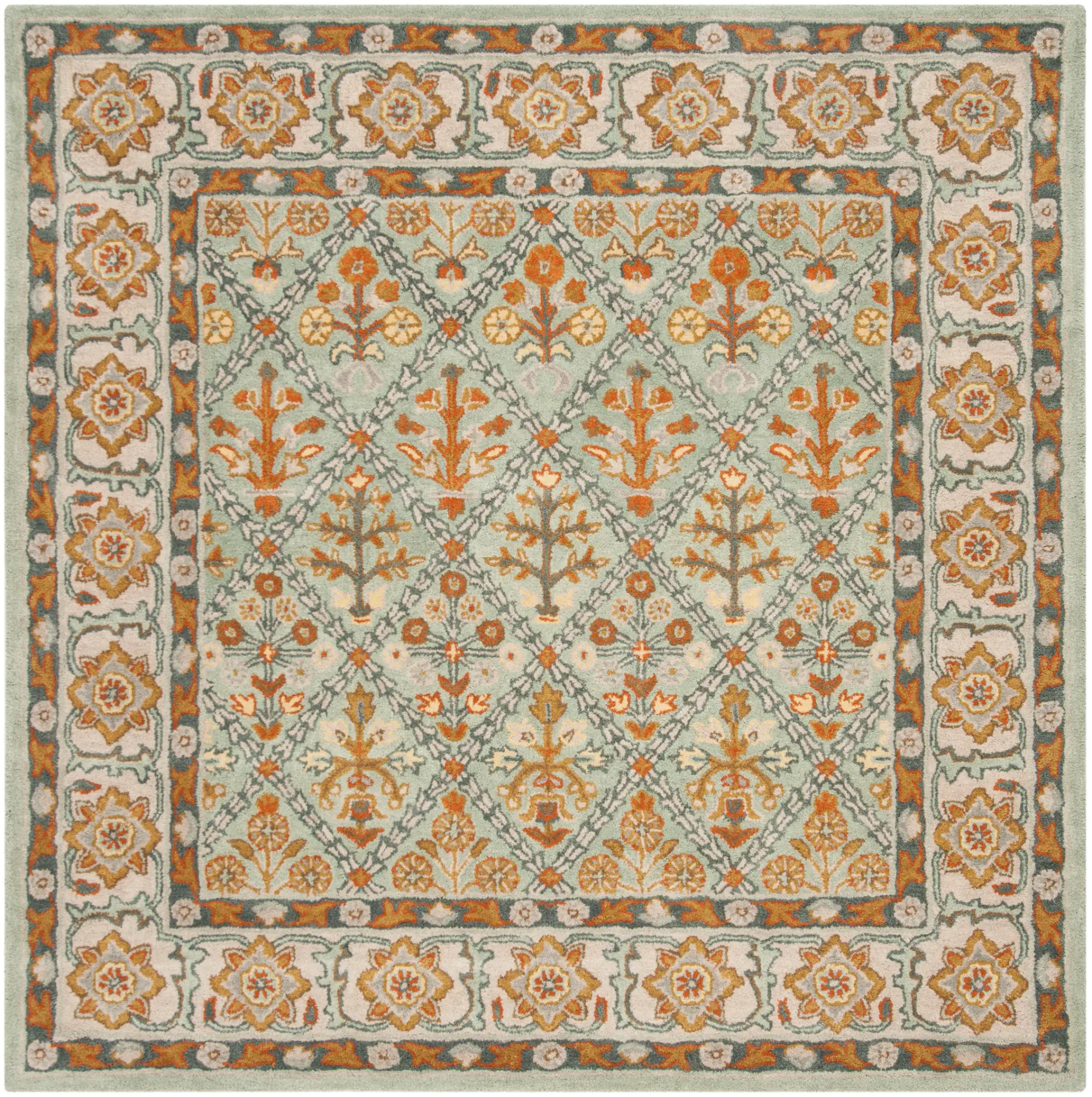 Heritage Floral Diamond Hand-Tufted Wool Rug