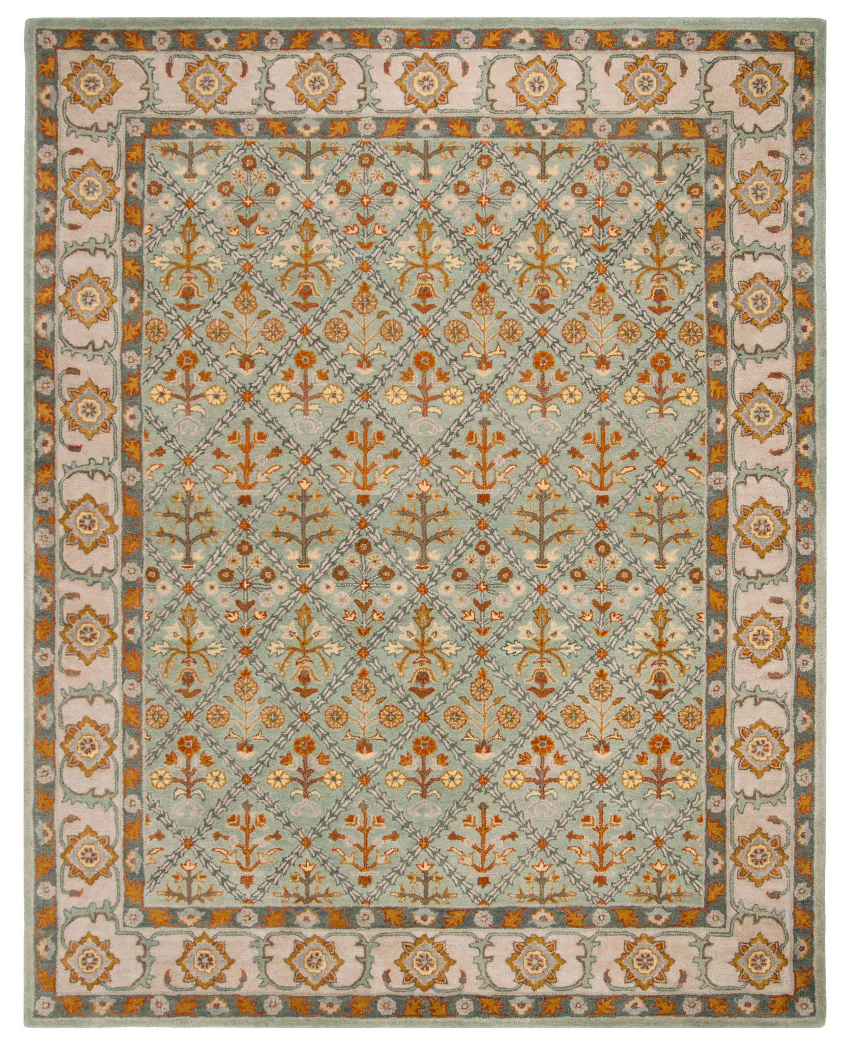 Heritage Floral Diamond Hand-Tufted Wool Rug