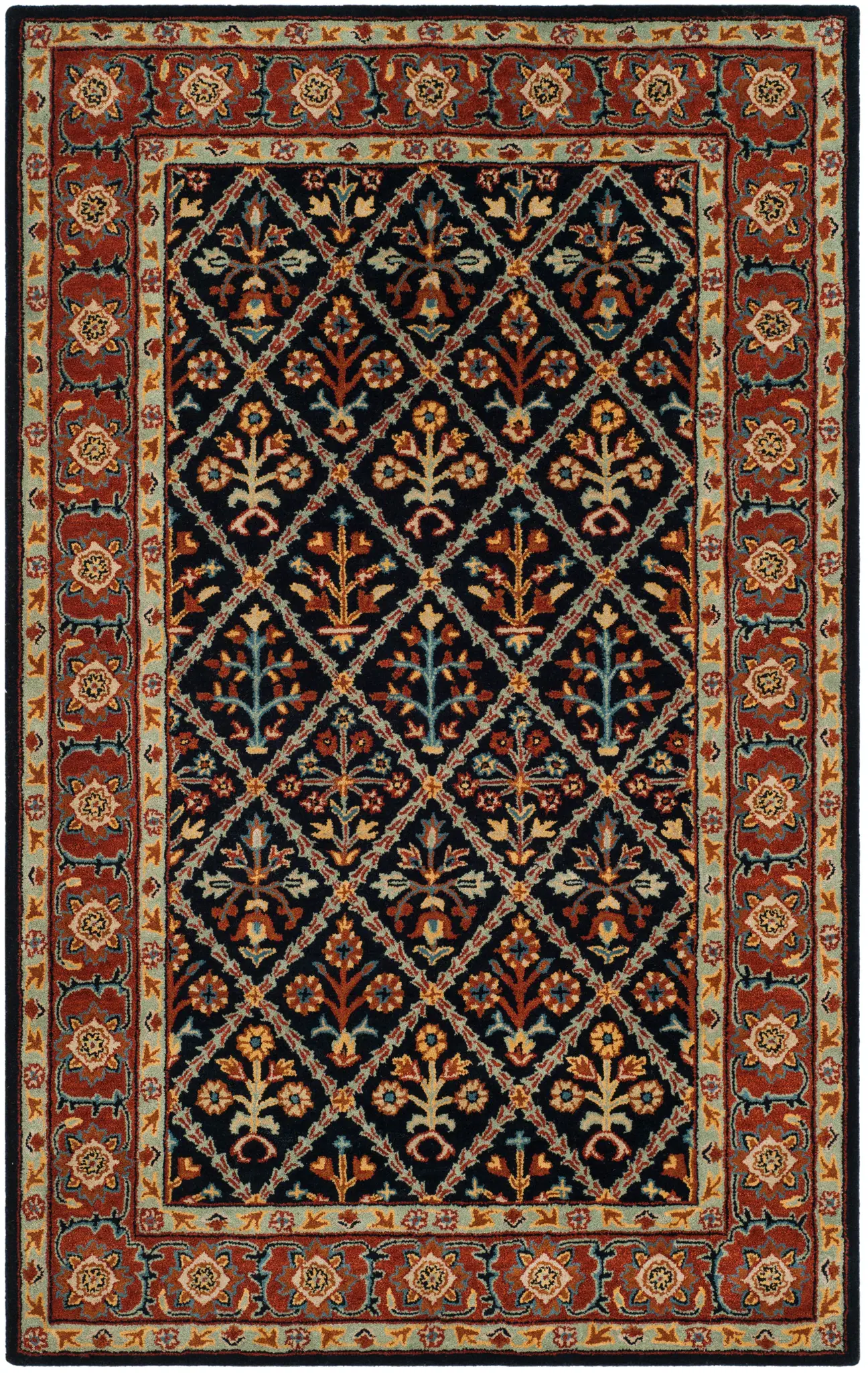 Heritage Floral Diamond Hand-Tufted Wool Rug