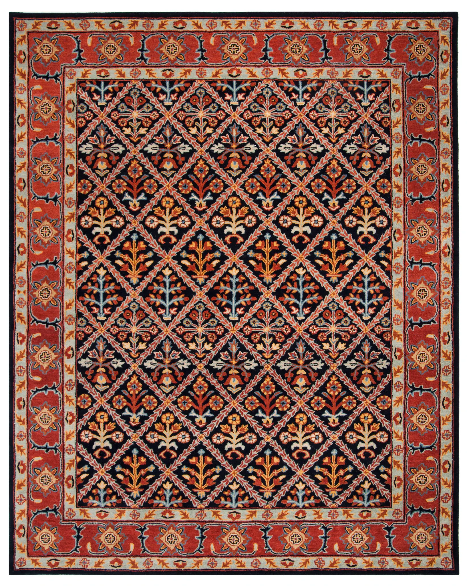 Heritage Floral Diamond Hand-Tufted Wool Rug