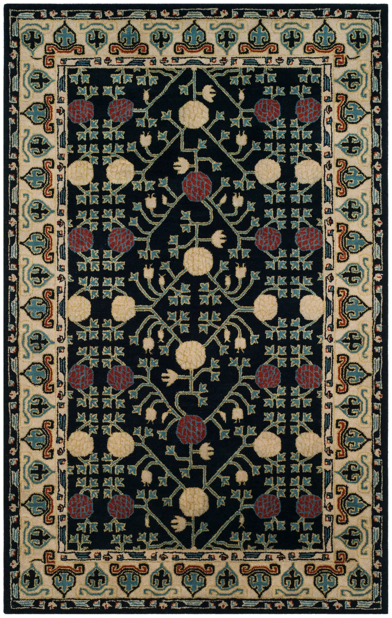 Heritage Floral Lattice Hand-Tufted Wool Rug