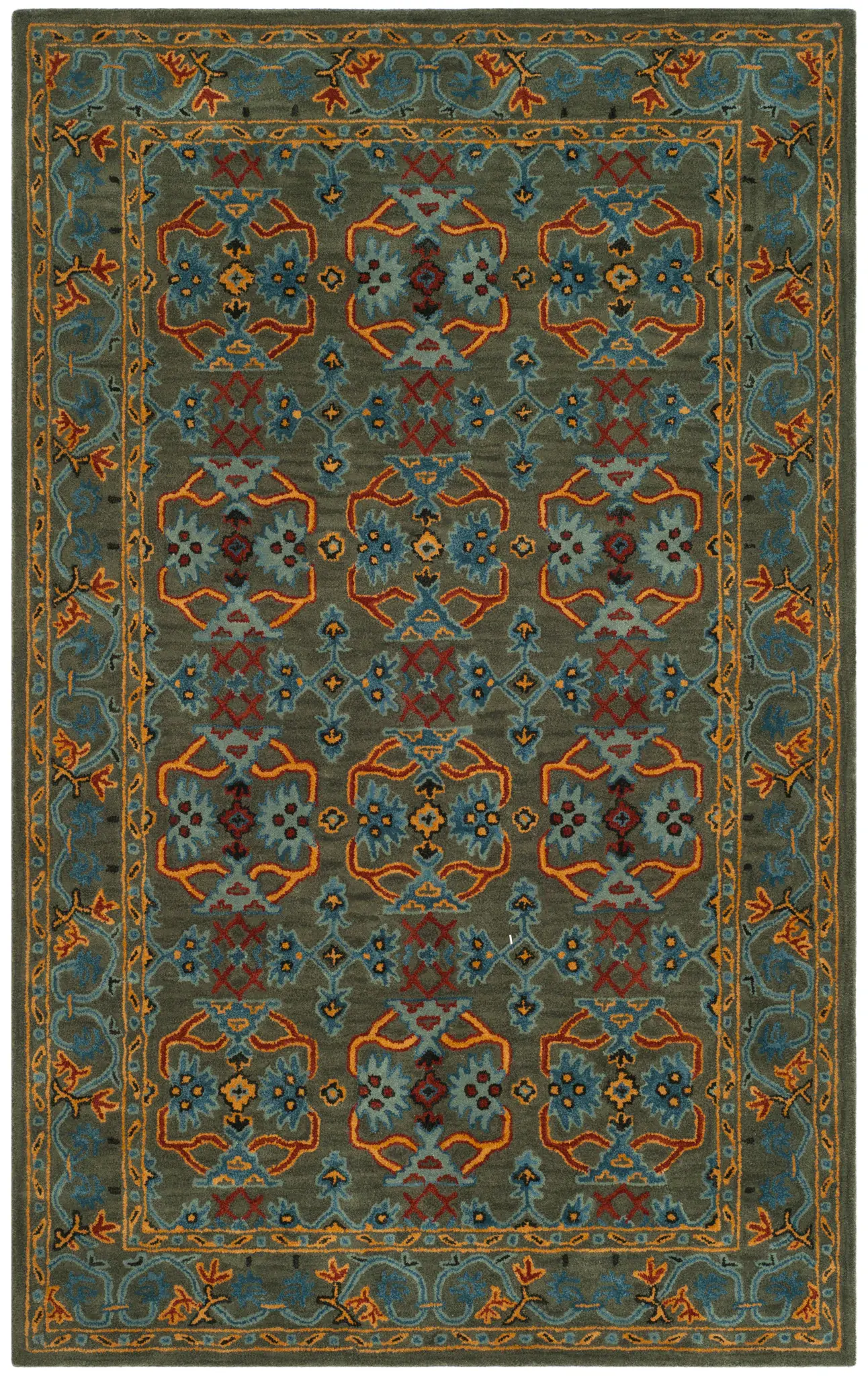 Heritage Geometric Trellis Hand-Tufted Wool Rug