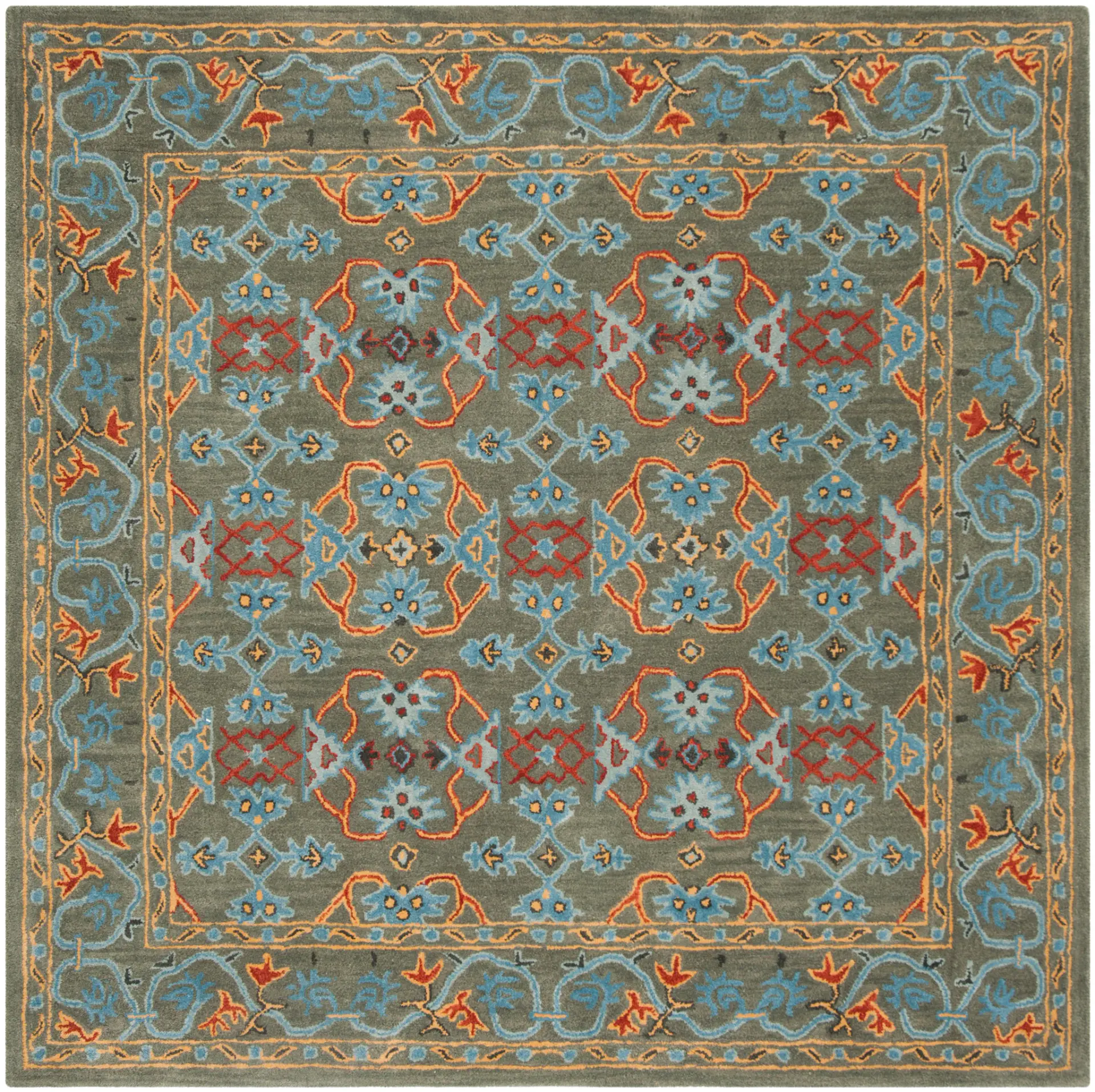 Heritage Geometric Trellis Hand-Tufted Wool Rug