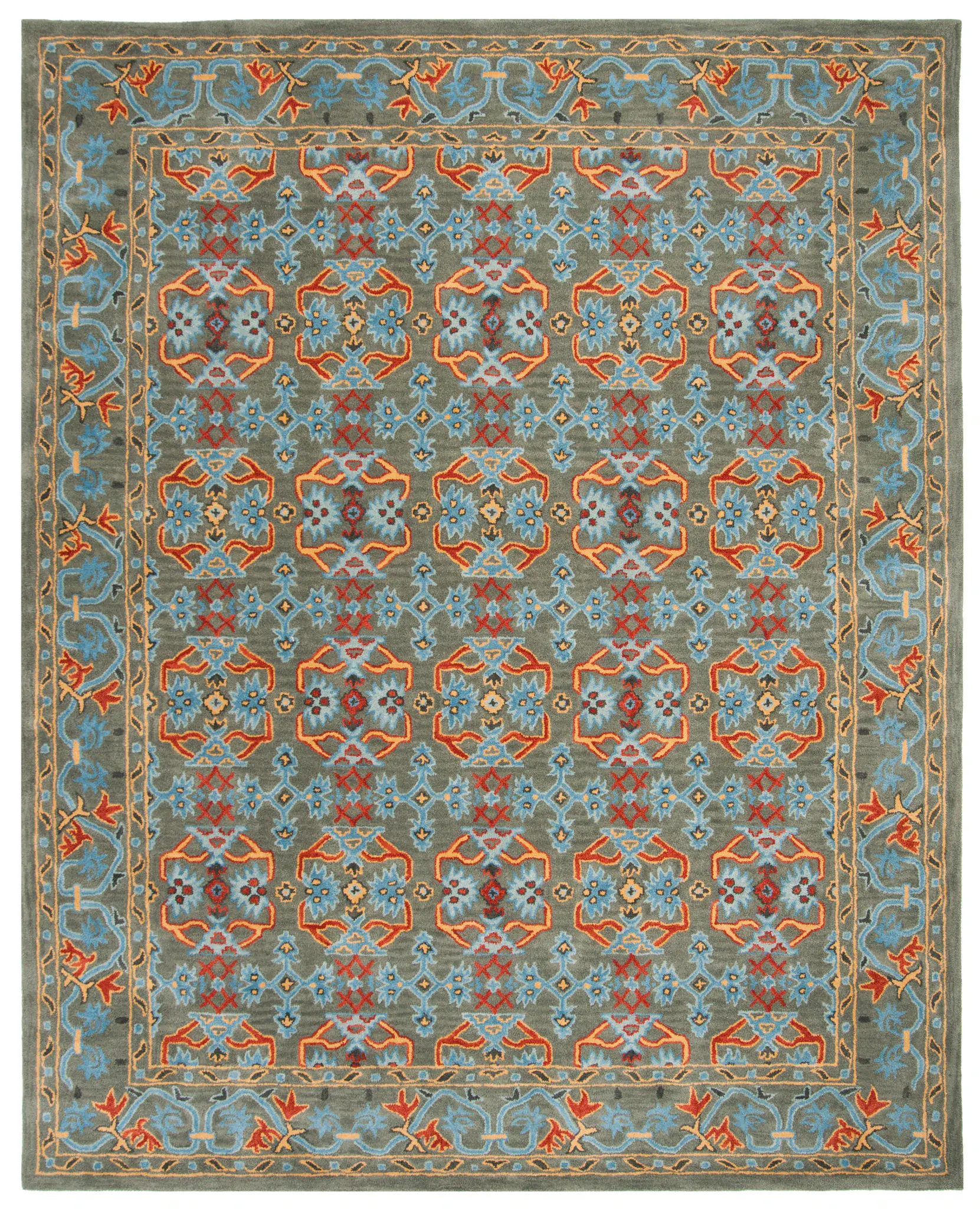 Heritage Geometric Trellis Hand-Tufted Wool Rug