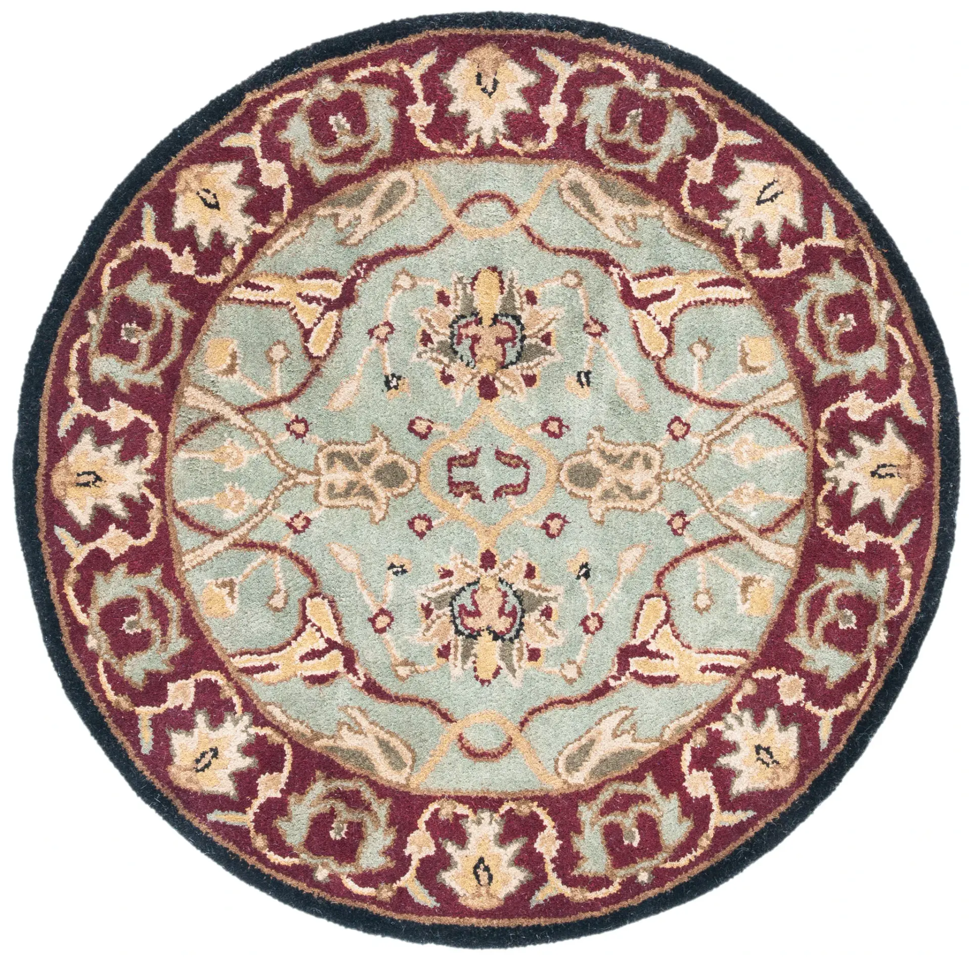 Heritage Floral Vine Bordered Hand-Tufted Wool Rug