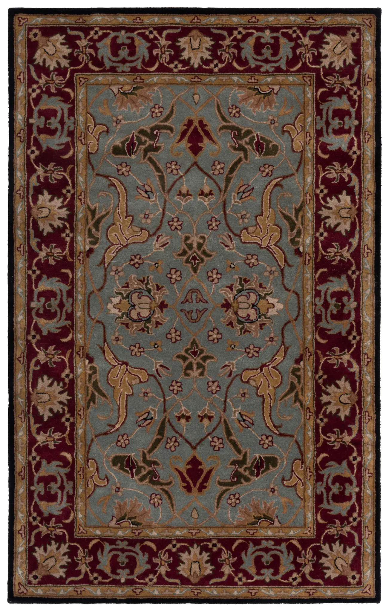 Heritage Floral Vine Bordered Hand-Tufted Wool Rug