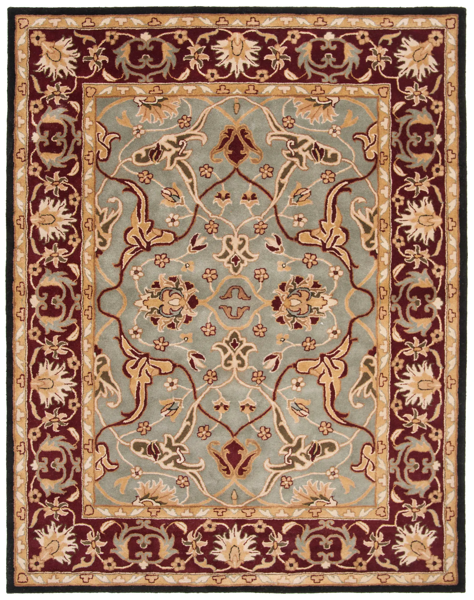 Heritage Floral Vine Bordered Hand-Tufted Wool Rug