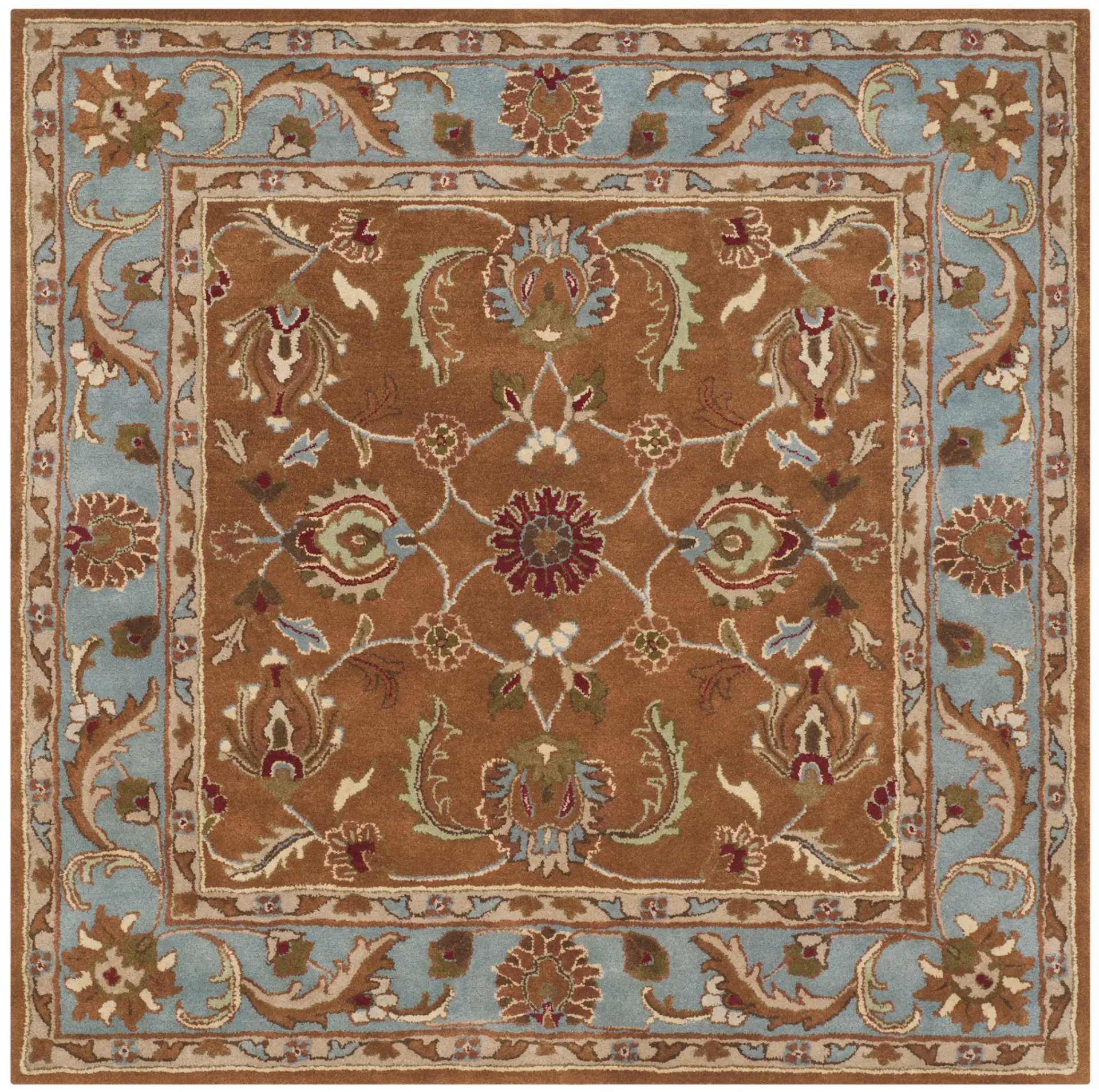 Heritage Floral Bordered Hand-Tufted Wool Rug