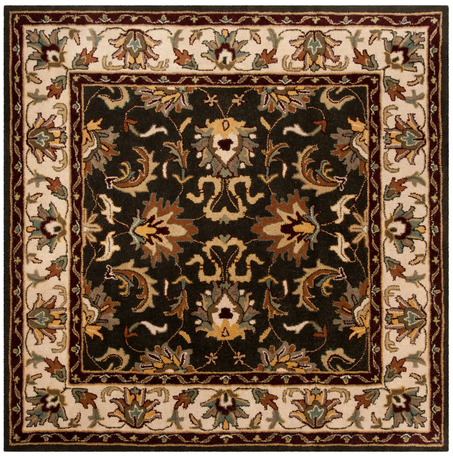 Heritage Mirrored Palmette Border Hand-Tufted Wool Rug