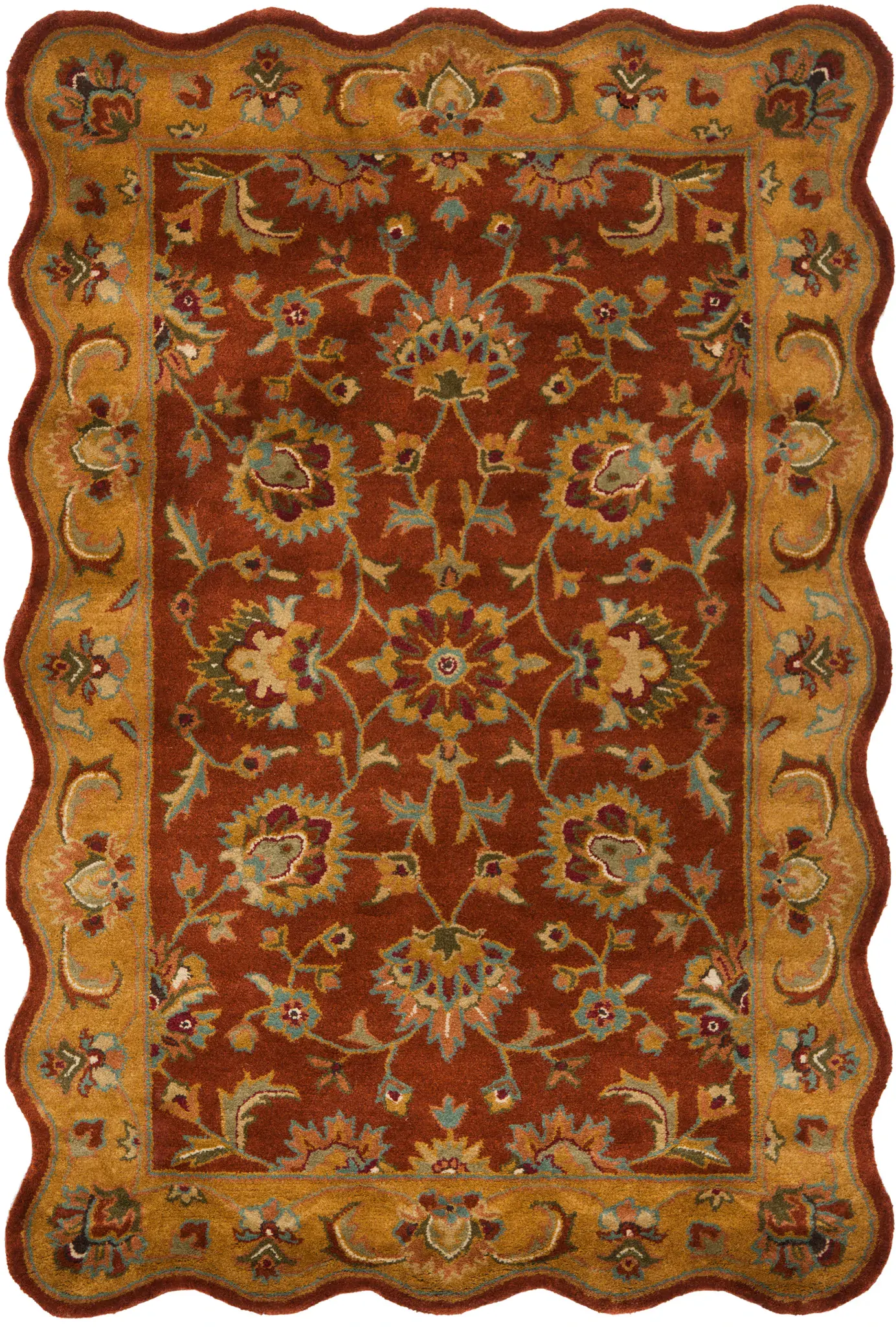 Heritage Scalloped Floral Border Hand-Tufted Wool Rug