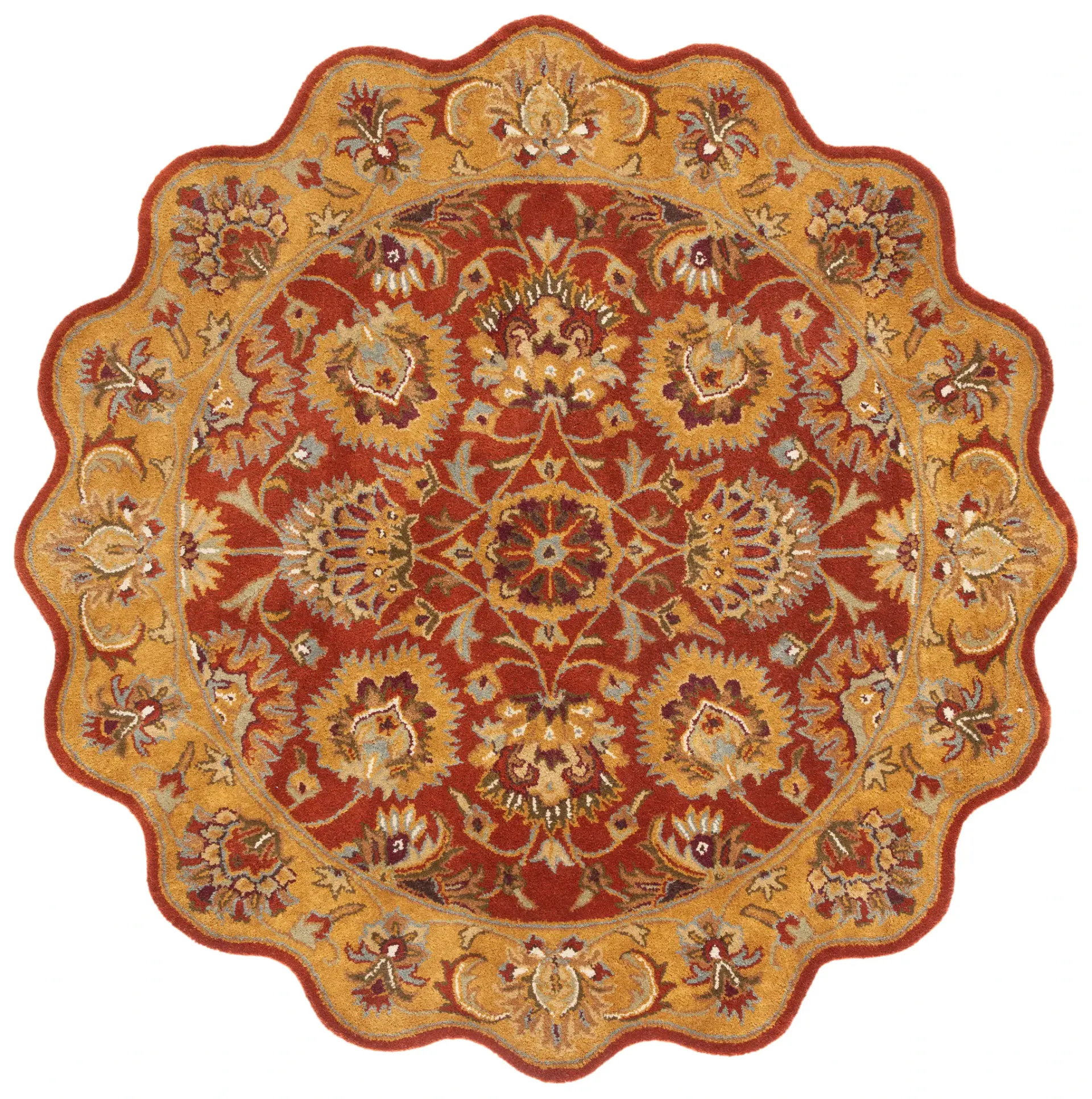 Heritage Scalloped Floral Border Hand-Tufted Wool Rug