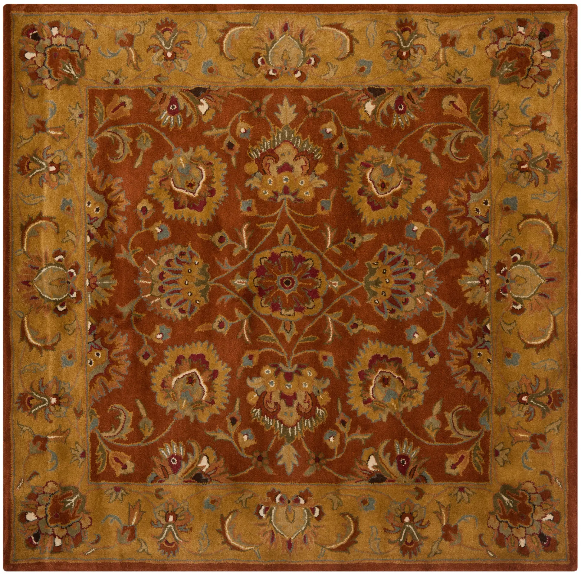 Heritage Scalloped Floral Border Hand-Tufted Wool Rug