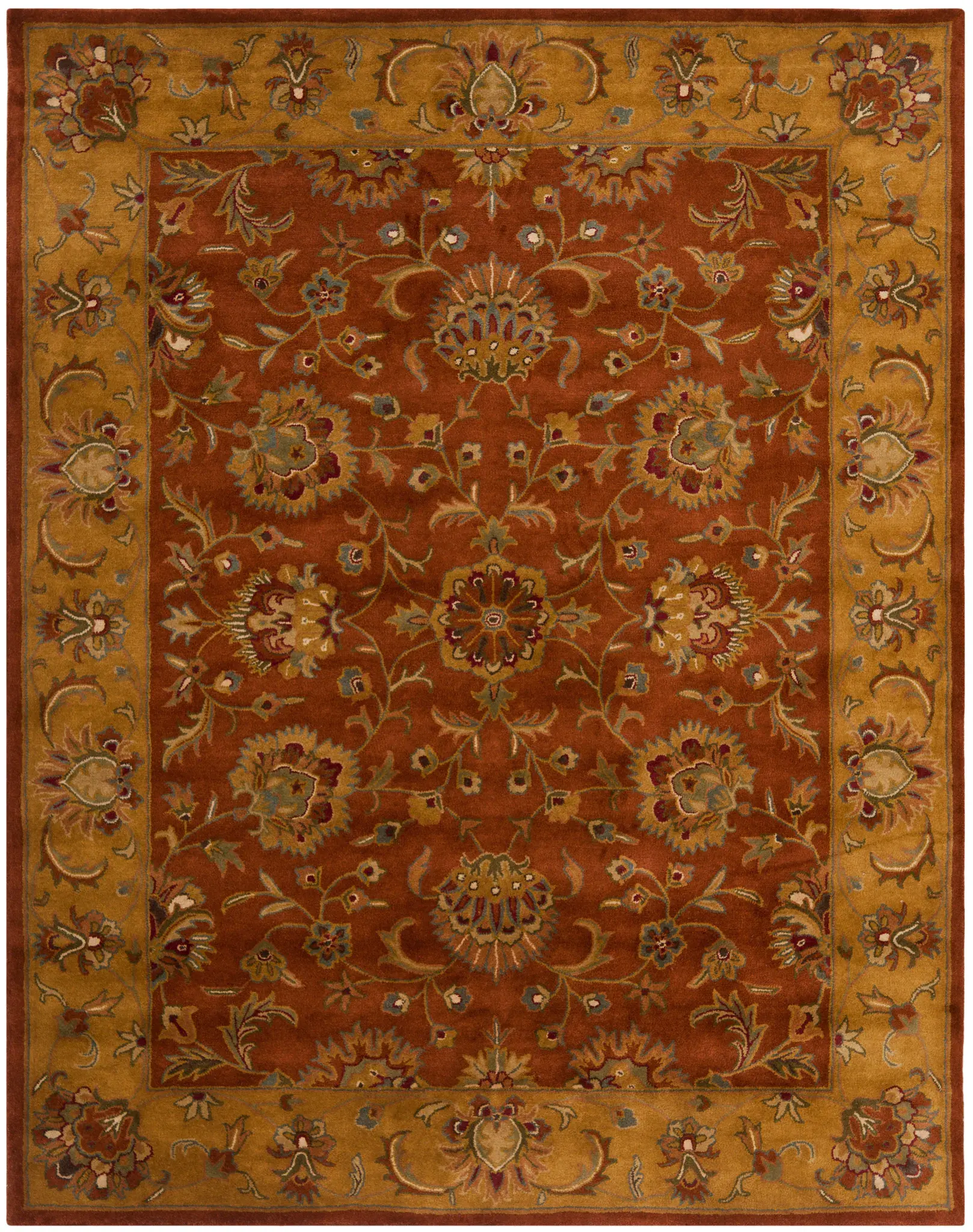 Heritage Scalloped Floral Border Hand-Tufted Wool Rug