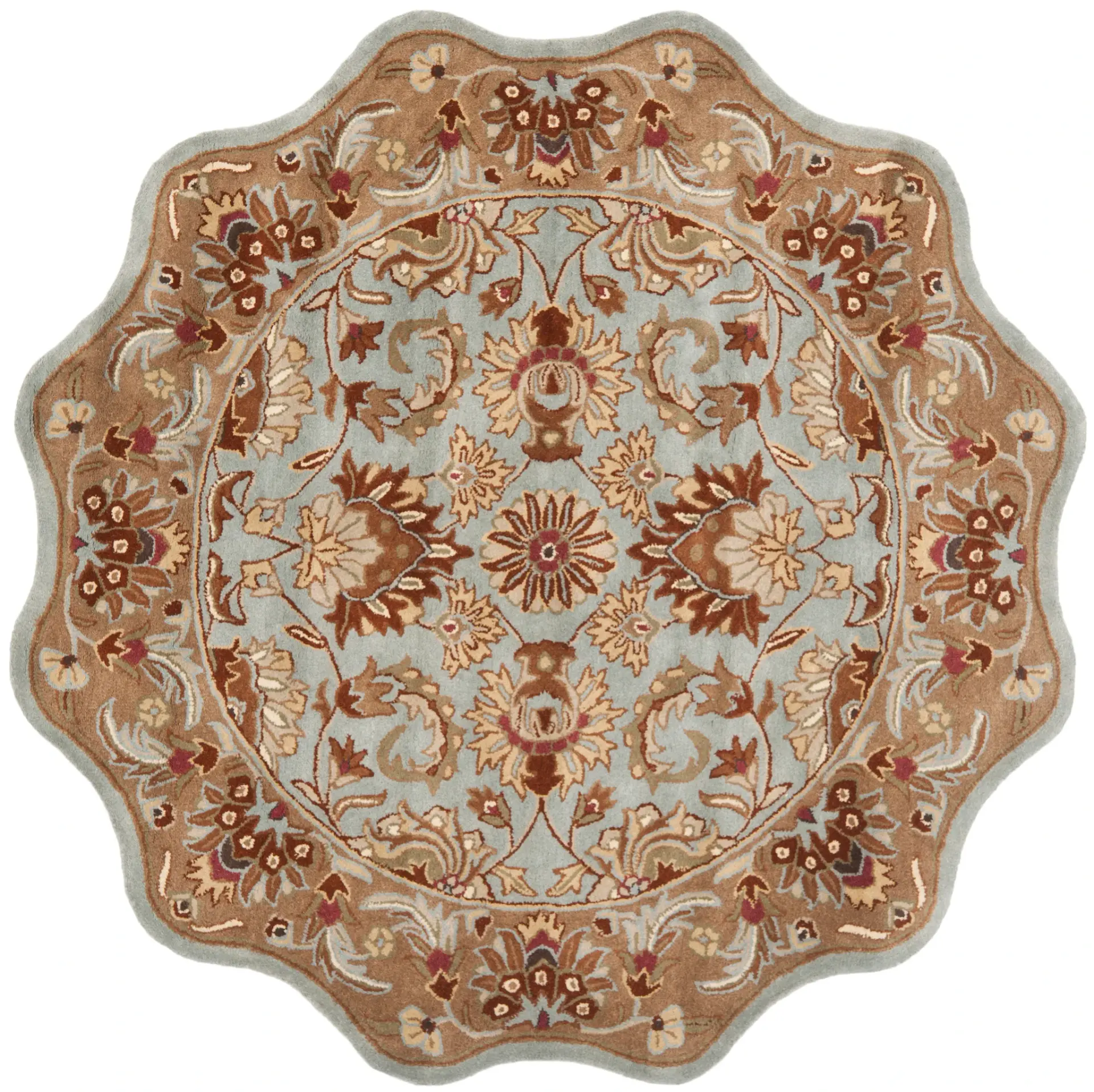 Heritage Scalloped Border Floral Hand-Tufted Wool Rug
