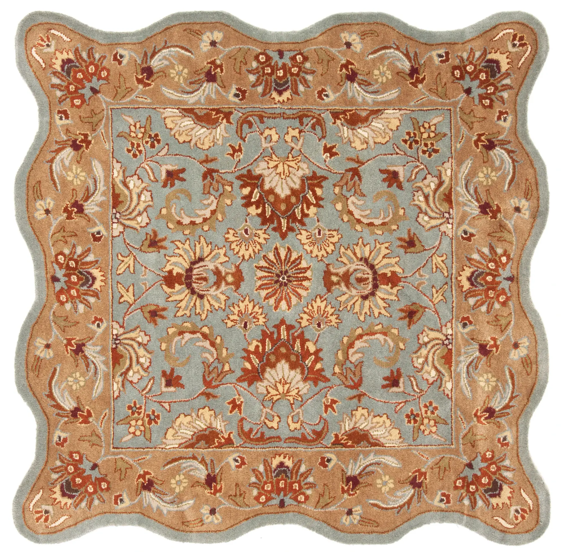 Heritage Scalloped Border Floral Hand-Tufted Wool Rug