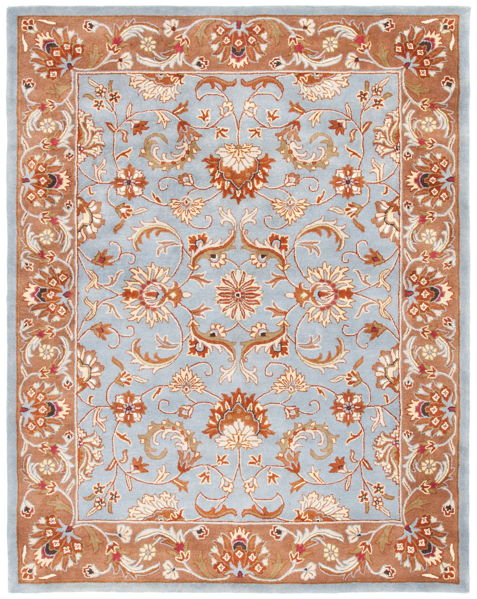 Heritage Scalloped Border Floral Hand-Tufted Wool Rug