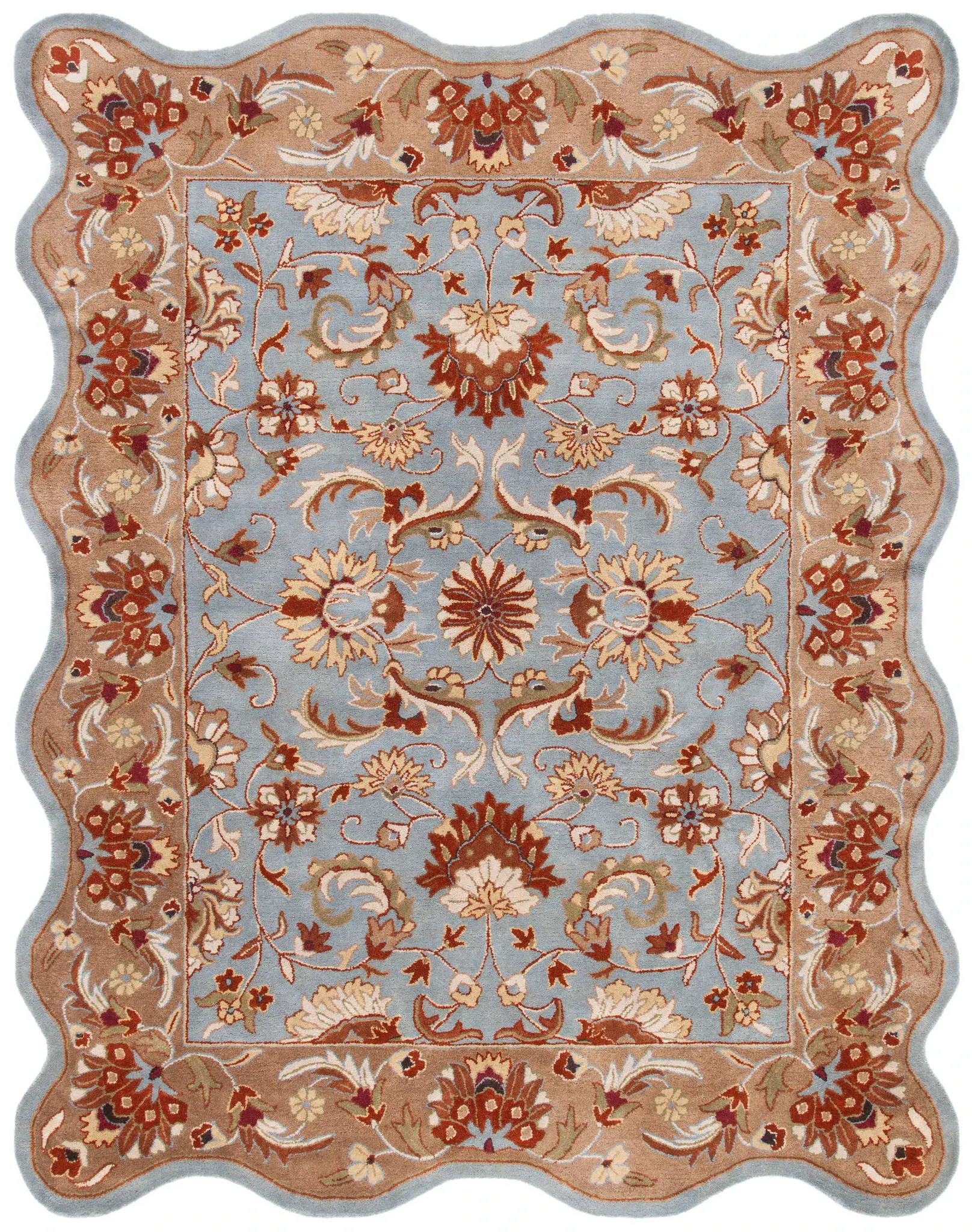 Heritage Scalloped Border Floral Hand-Tufted Wool Rug