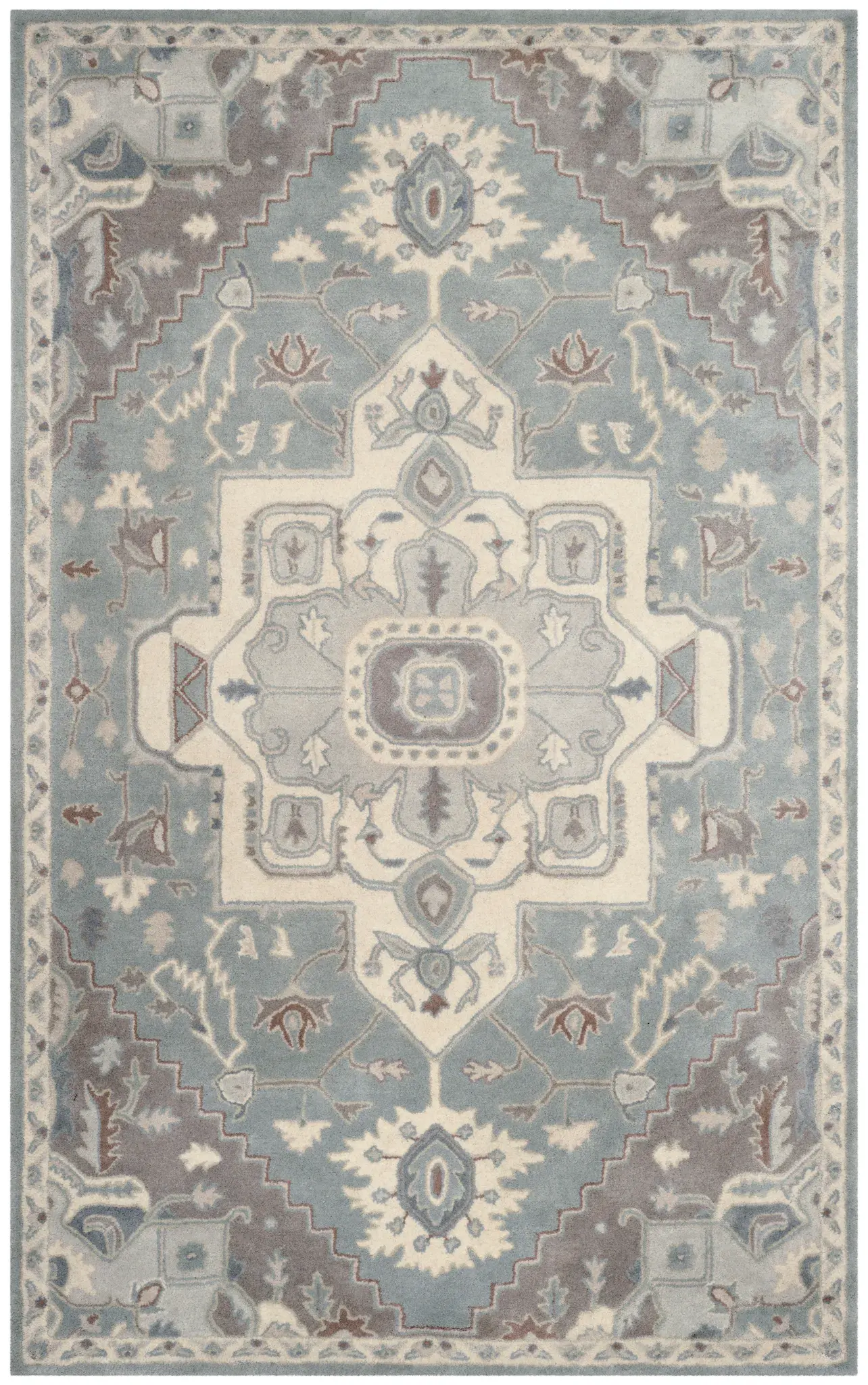 Heritage Traditional Stepped Medallion Hand-Tufted Wool Rug
