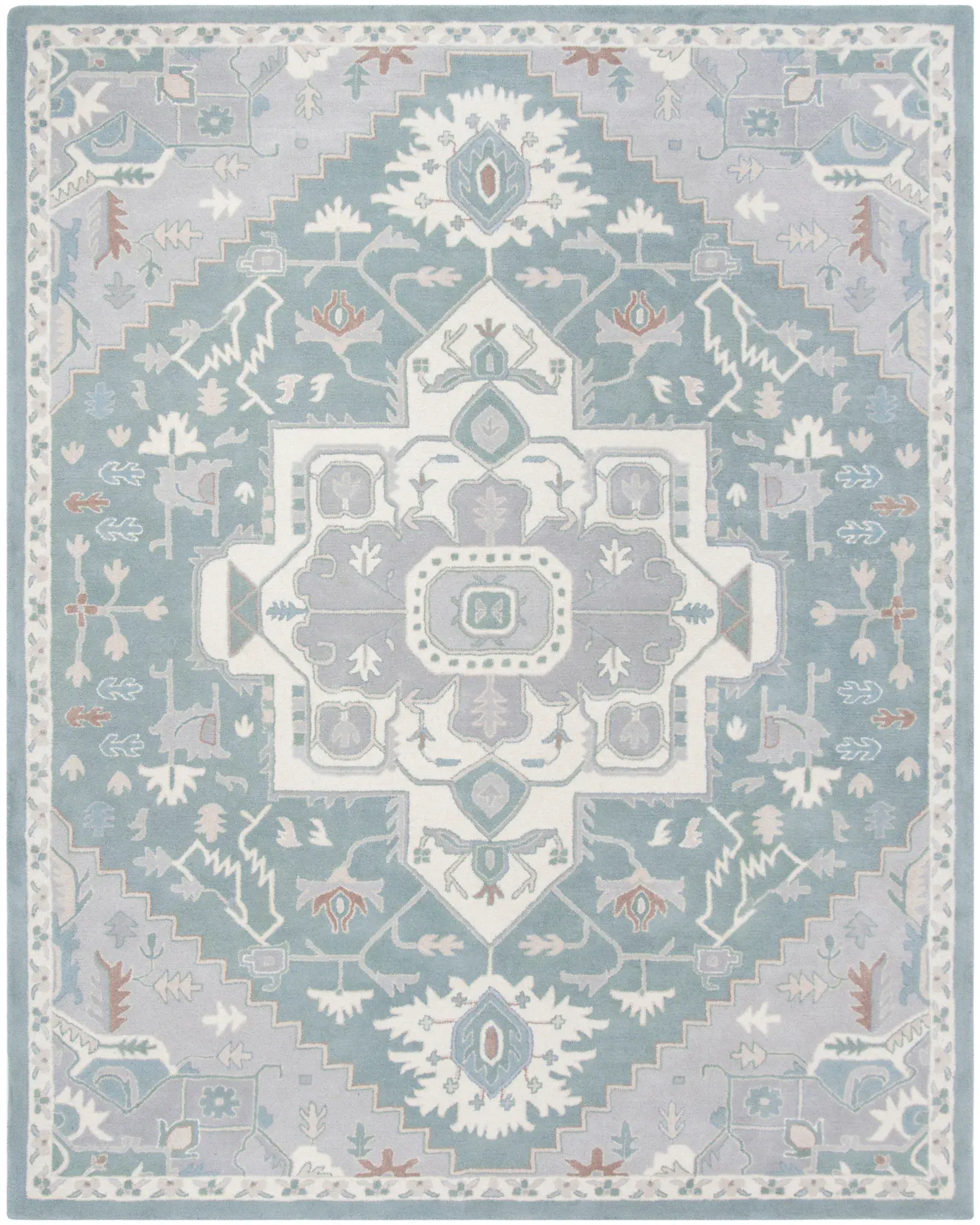 Heritage Traditional Stepped Medallion Hand-Tufted Wool Rug