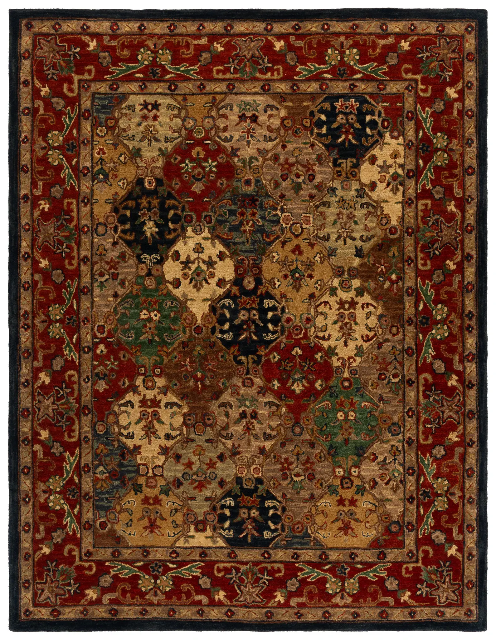 Heritage Floral Panel Hand-Tufted Wool Rug