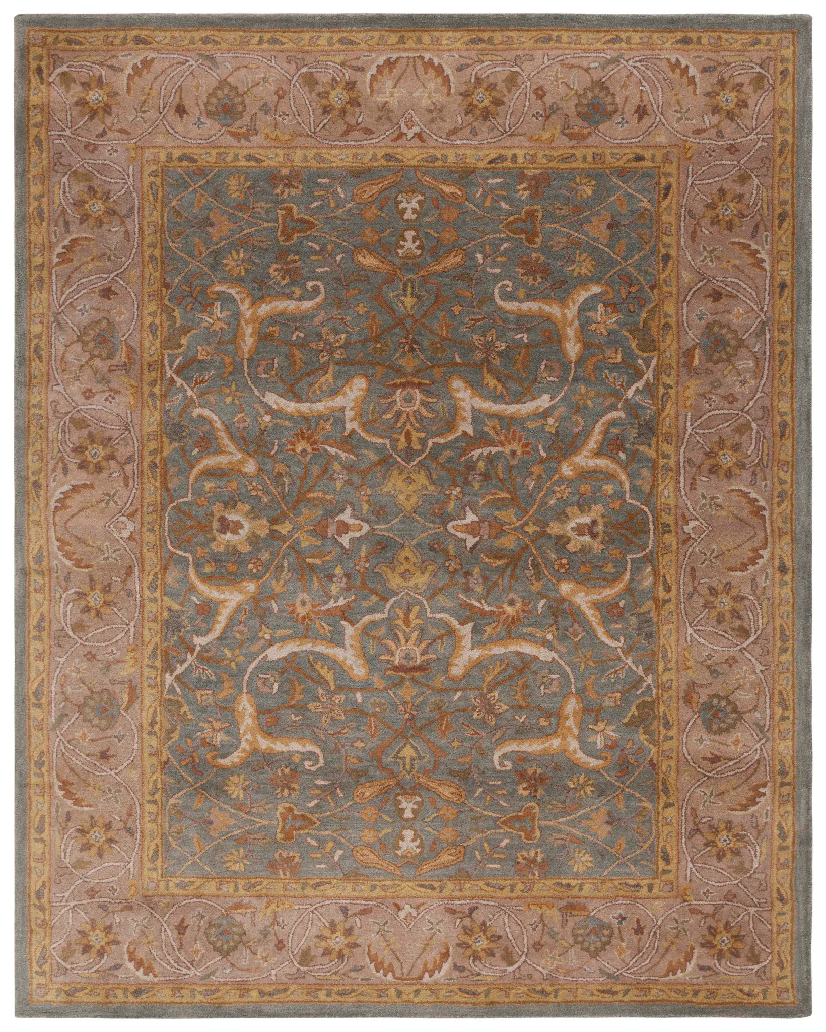 Heritage Arabesque Border Hand-Tufted Wool Rug