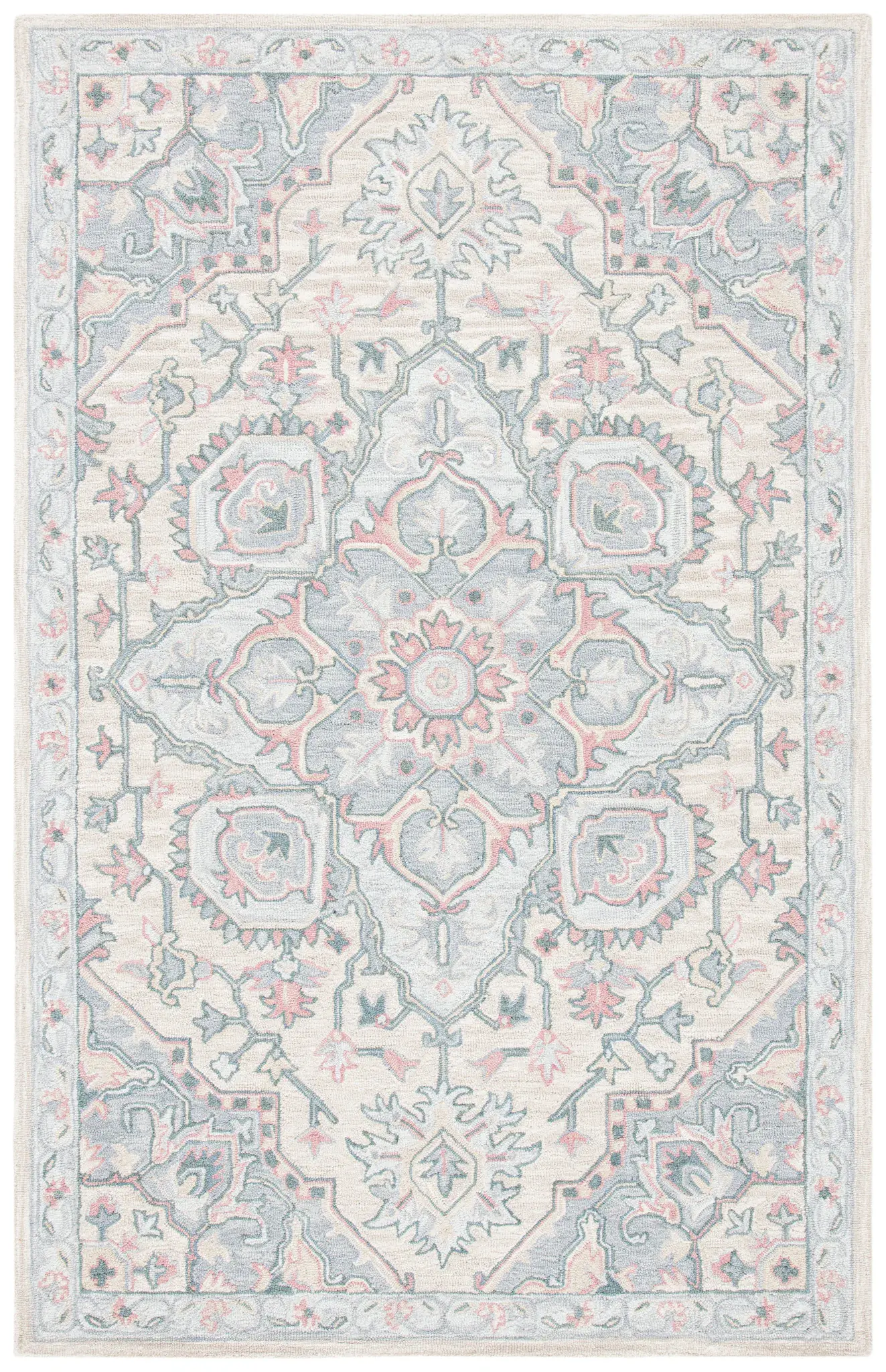Heritage Geometric Floral Medallion Hand-Tufted Wool Rug
