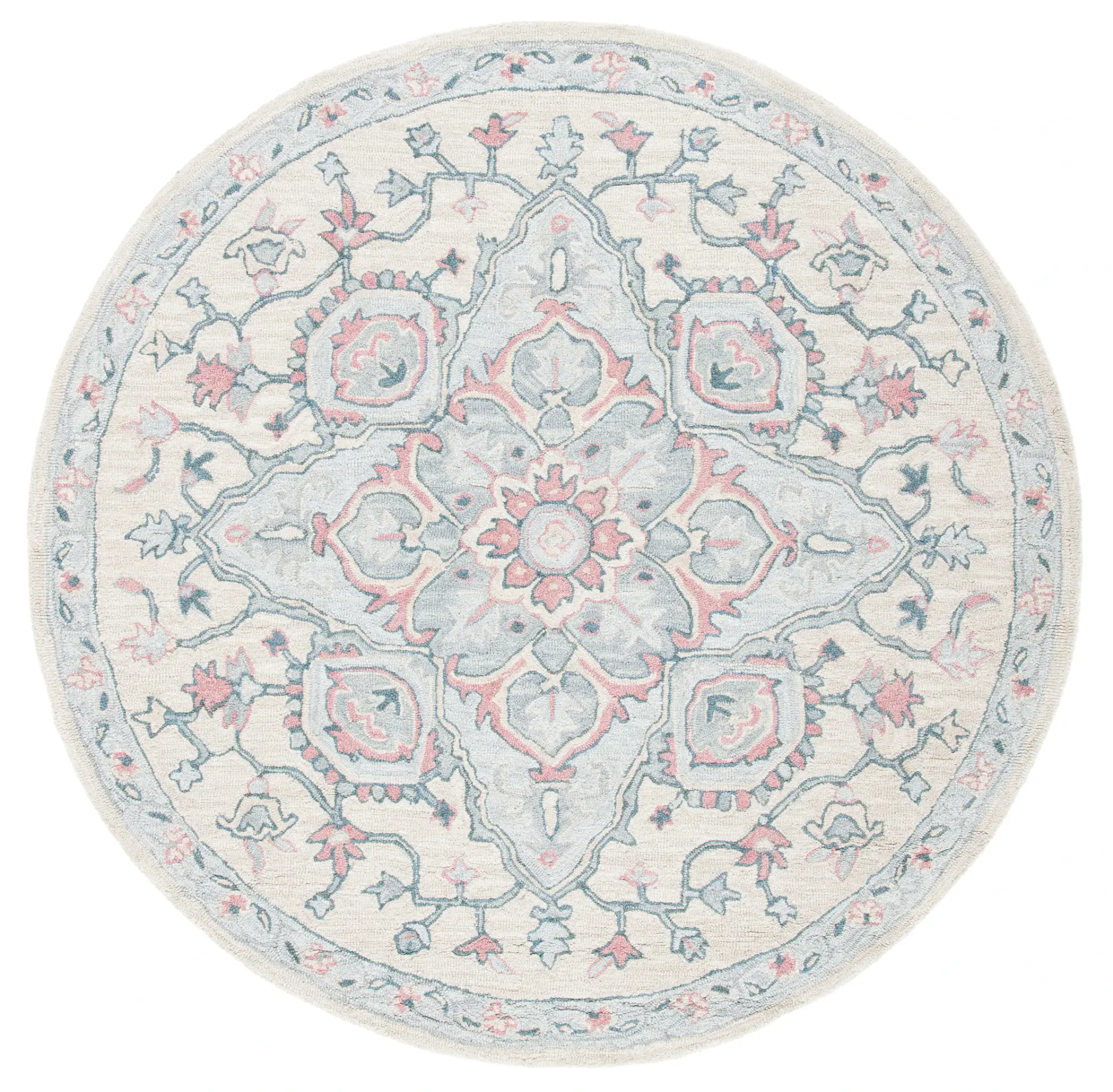 Heritage Geometric Floral Medallion Hand-Tufted Wool Rug