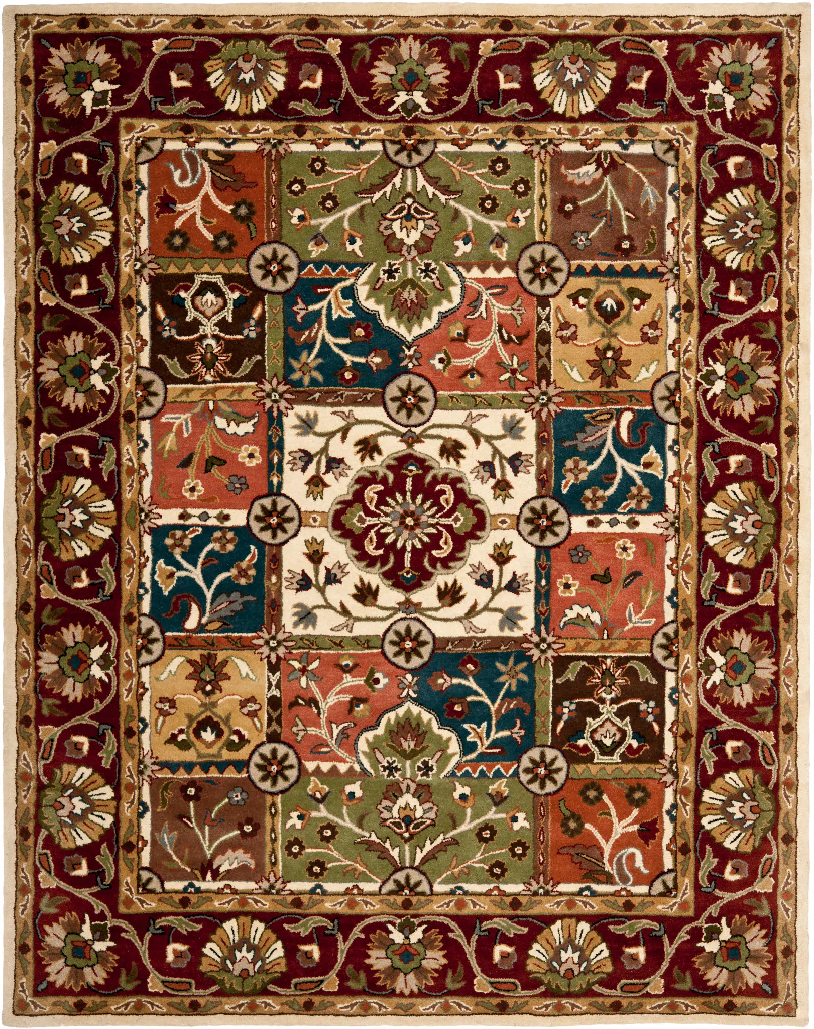 Heritage Floral Garden Panel Hand-Tufted Wool Rug