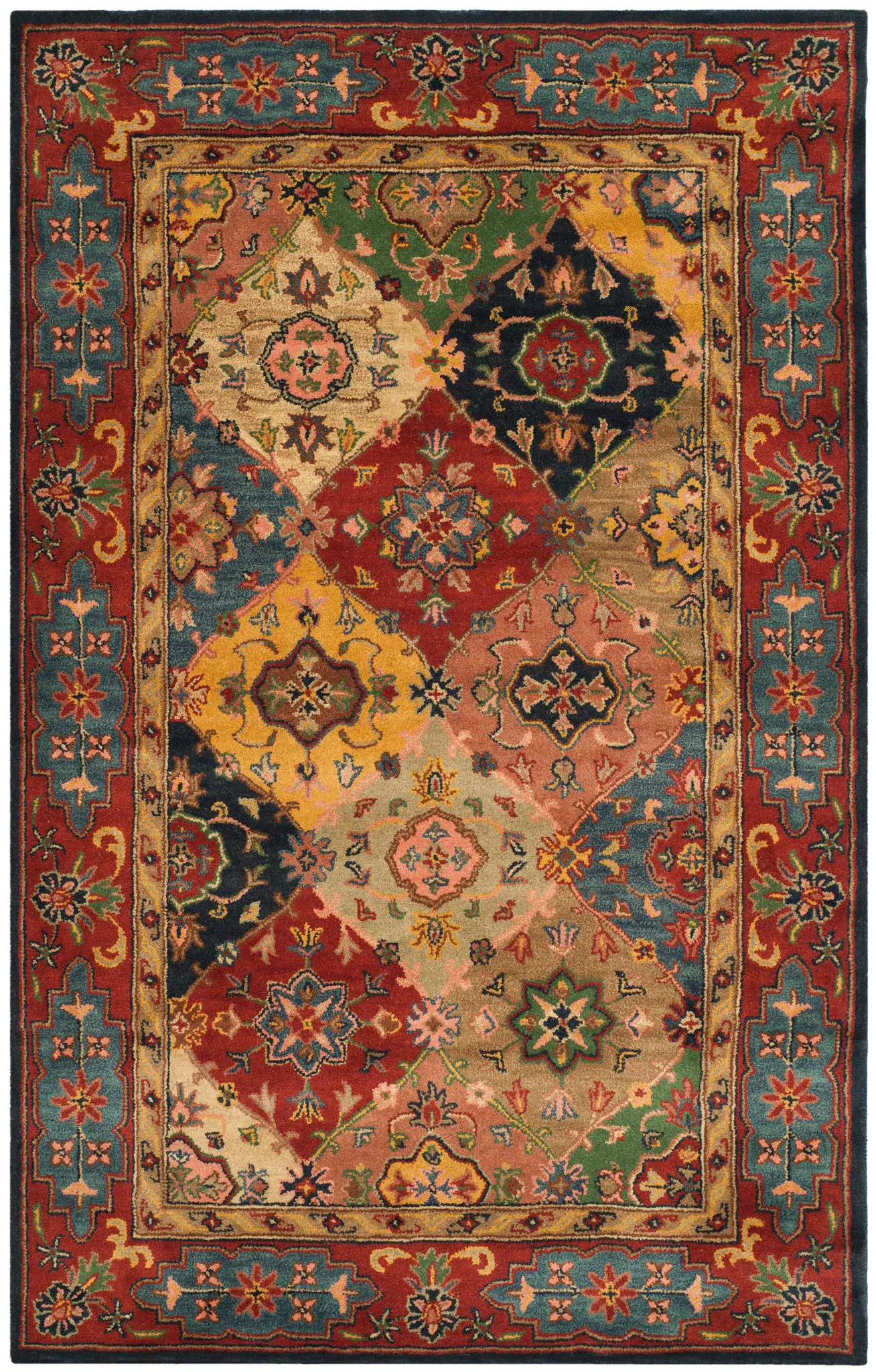 Heritage Diamond Medallion Patchwork Hand-Tufted Wool Rug