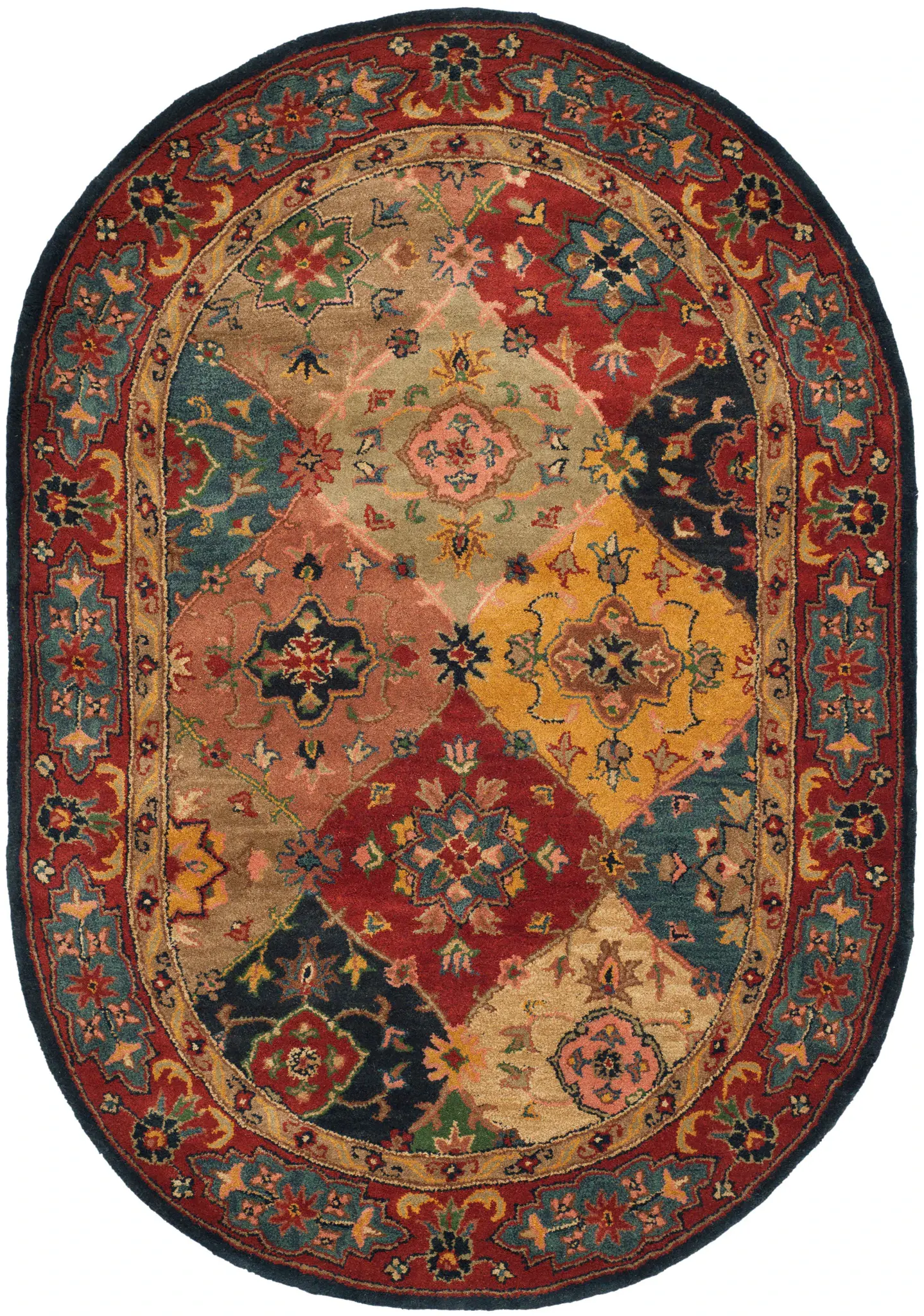 Heritage Diamond Medallion Patchwork Hand-Tufted Wool Rug