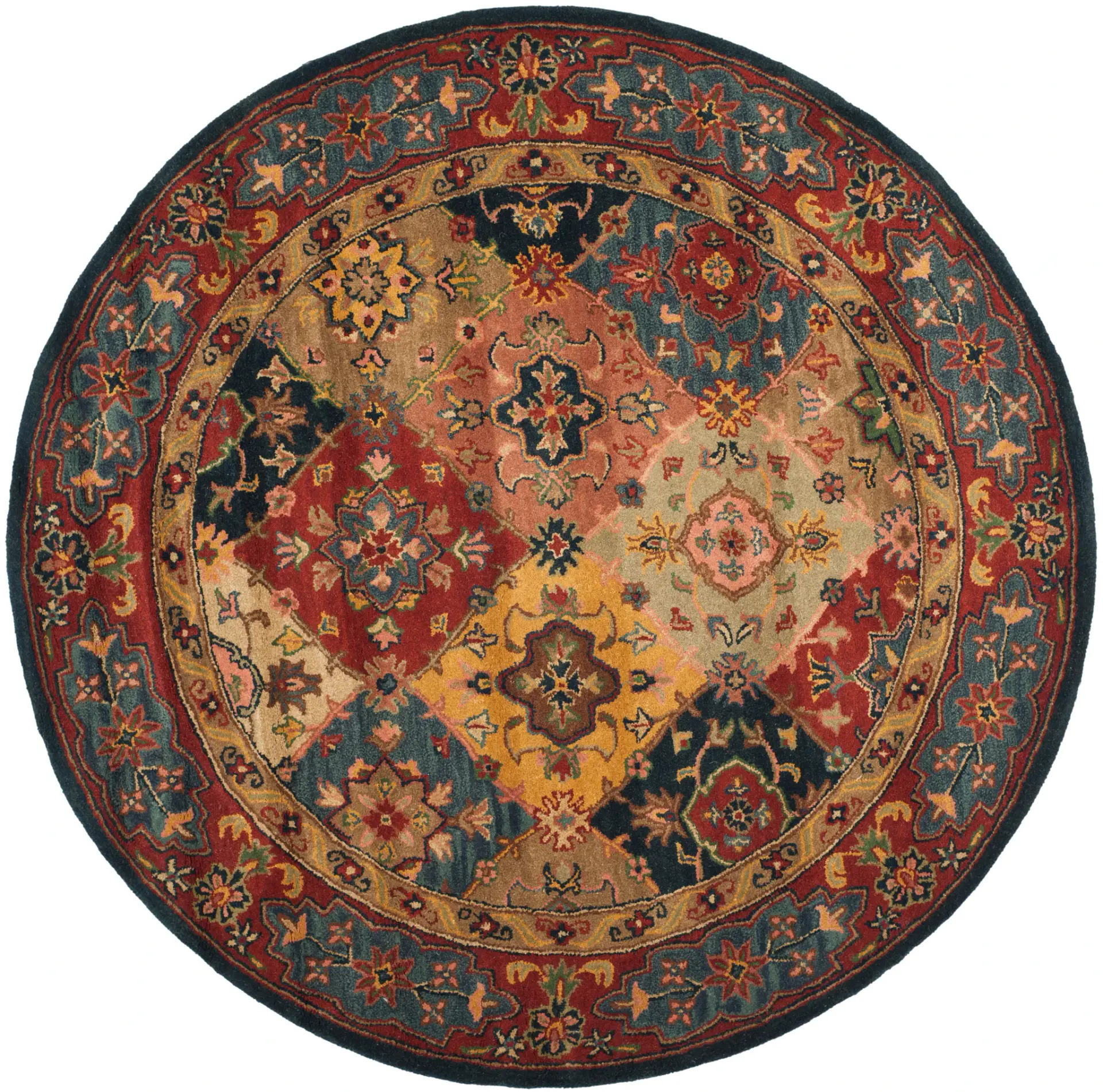 Heritage Diamond Medallion Patchwork Hand-Tufted Wool Rug