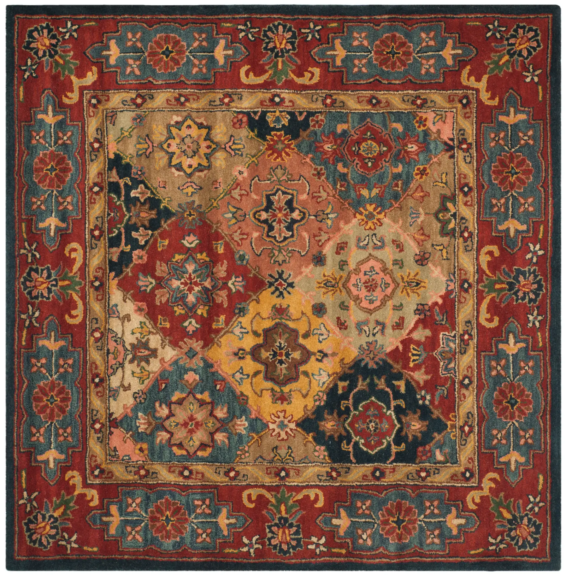 Heritage Diamond Medallion Patchwork Hand-Tufted Wool Rug