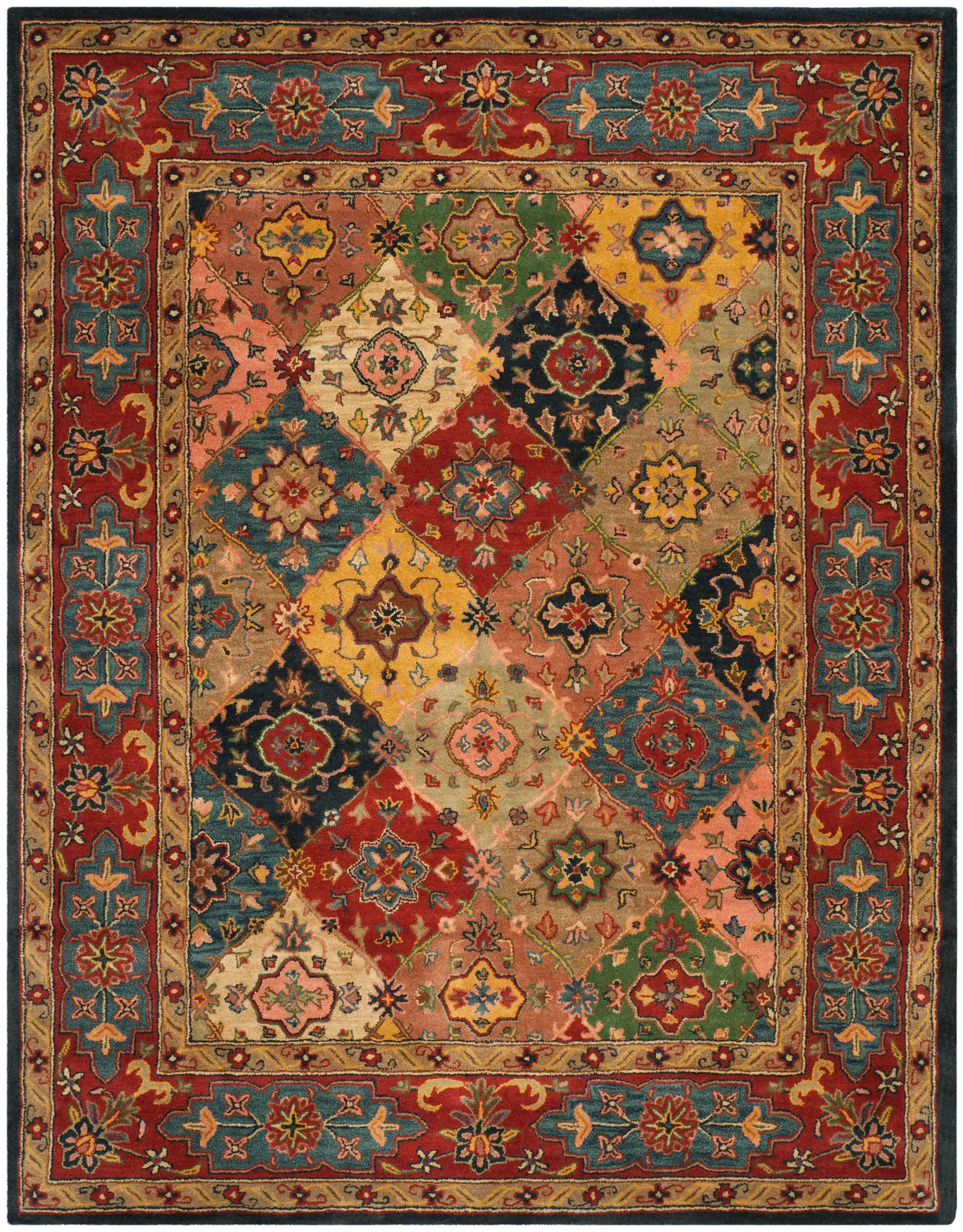 Heritage Diamond Medallion Patchwork Hand-Tufted Wool Rug