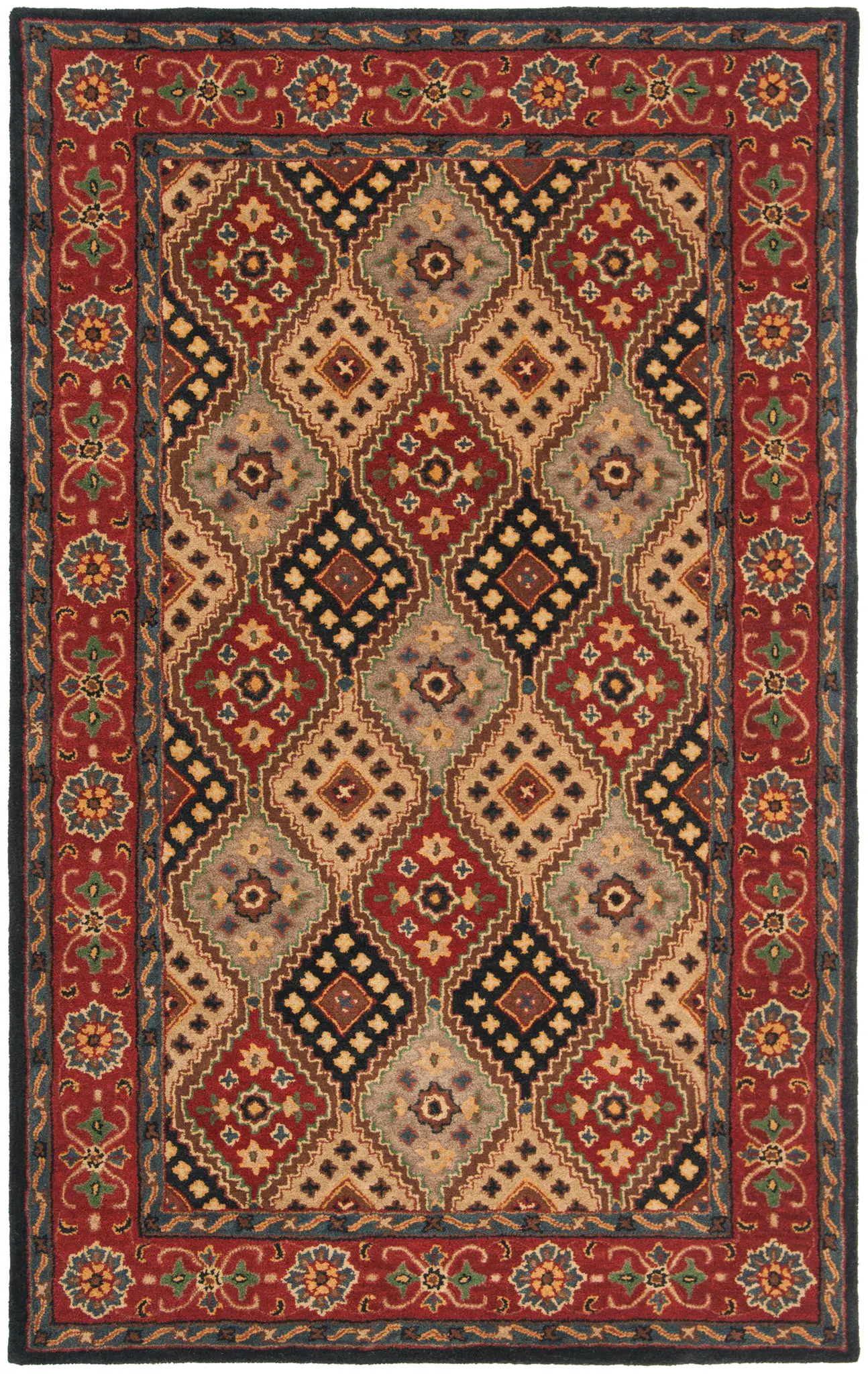 Heritage Diamond Lattice Hand-Loomed Wool Rug