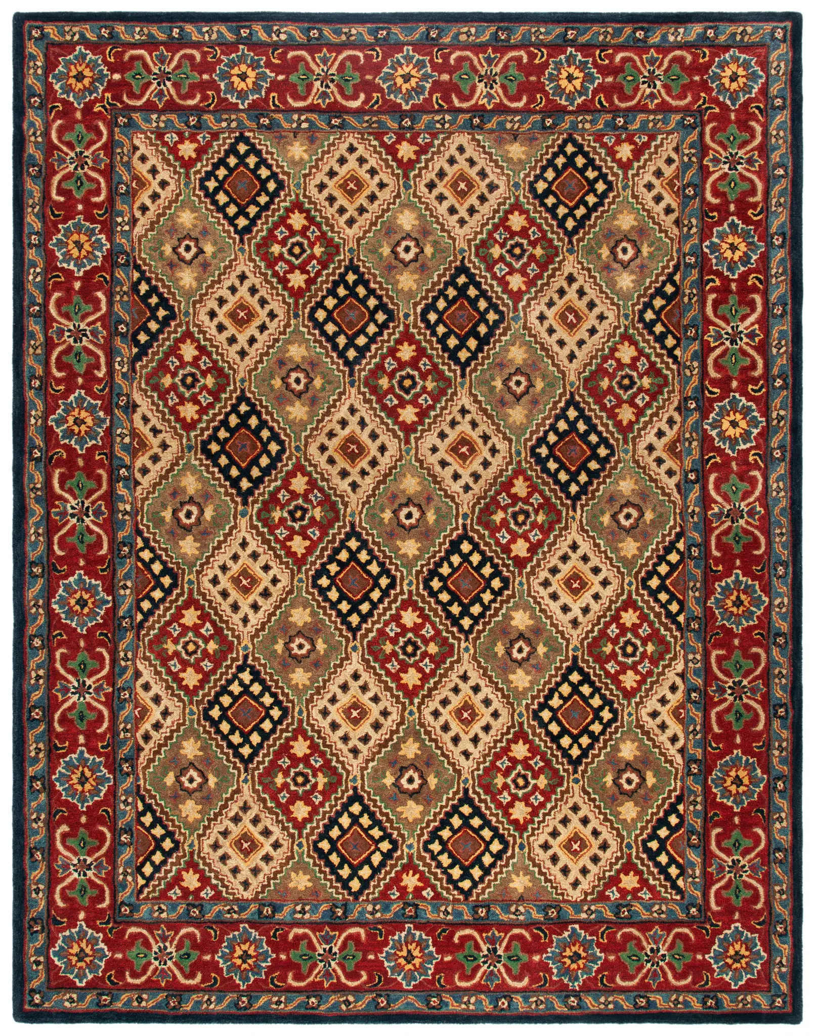 Heritage Diamond Lattice Hand-Loomed Wool Rug