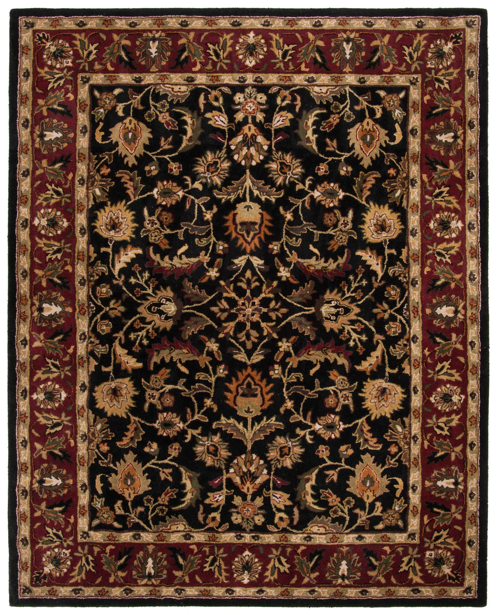 Heritage Palmette Bordered Hand-Tufted Wool Rug