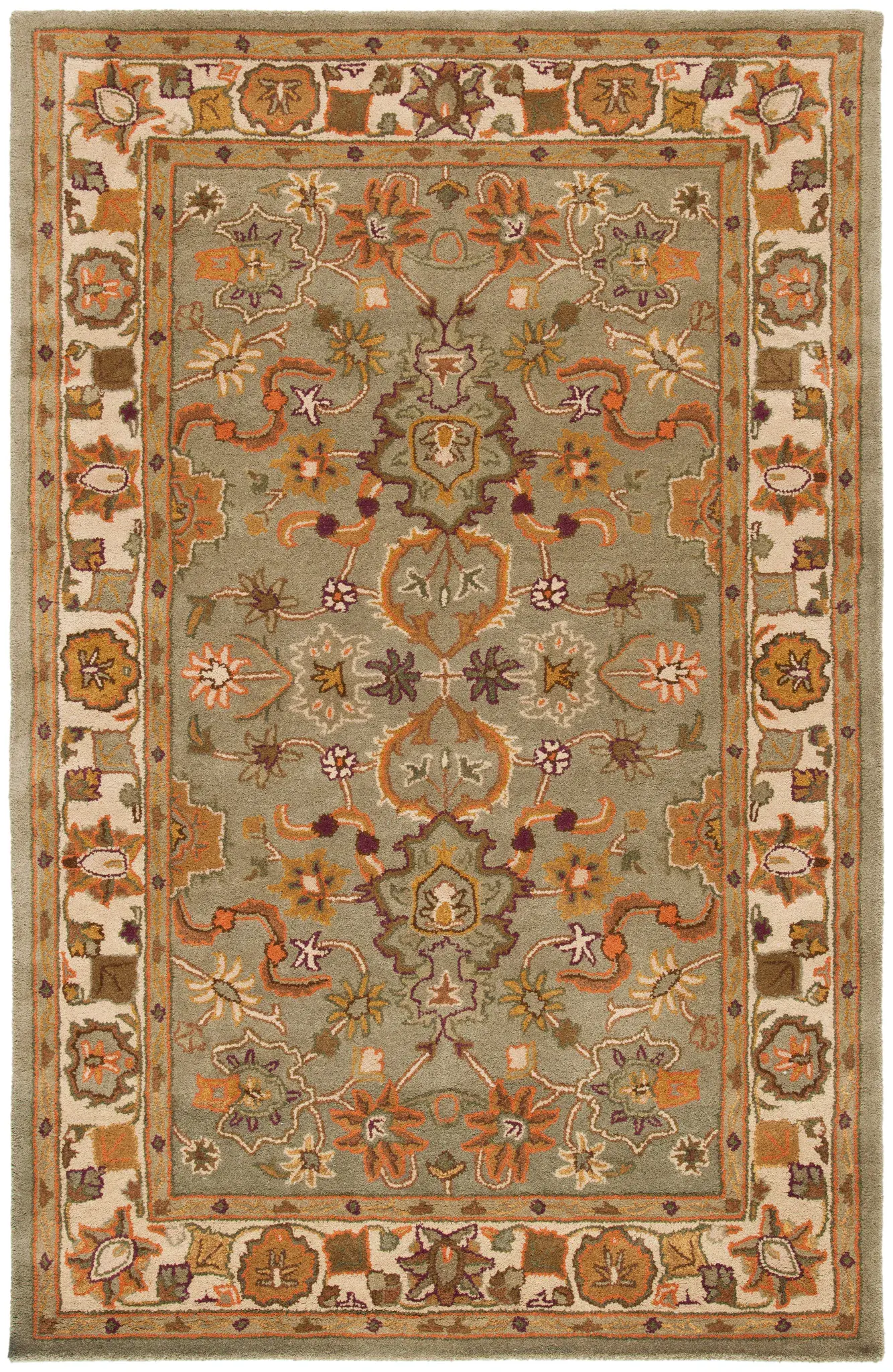Heritage Palmette Border Hand-Tufted Wool Rug
