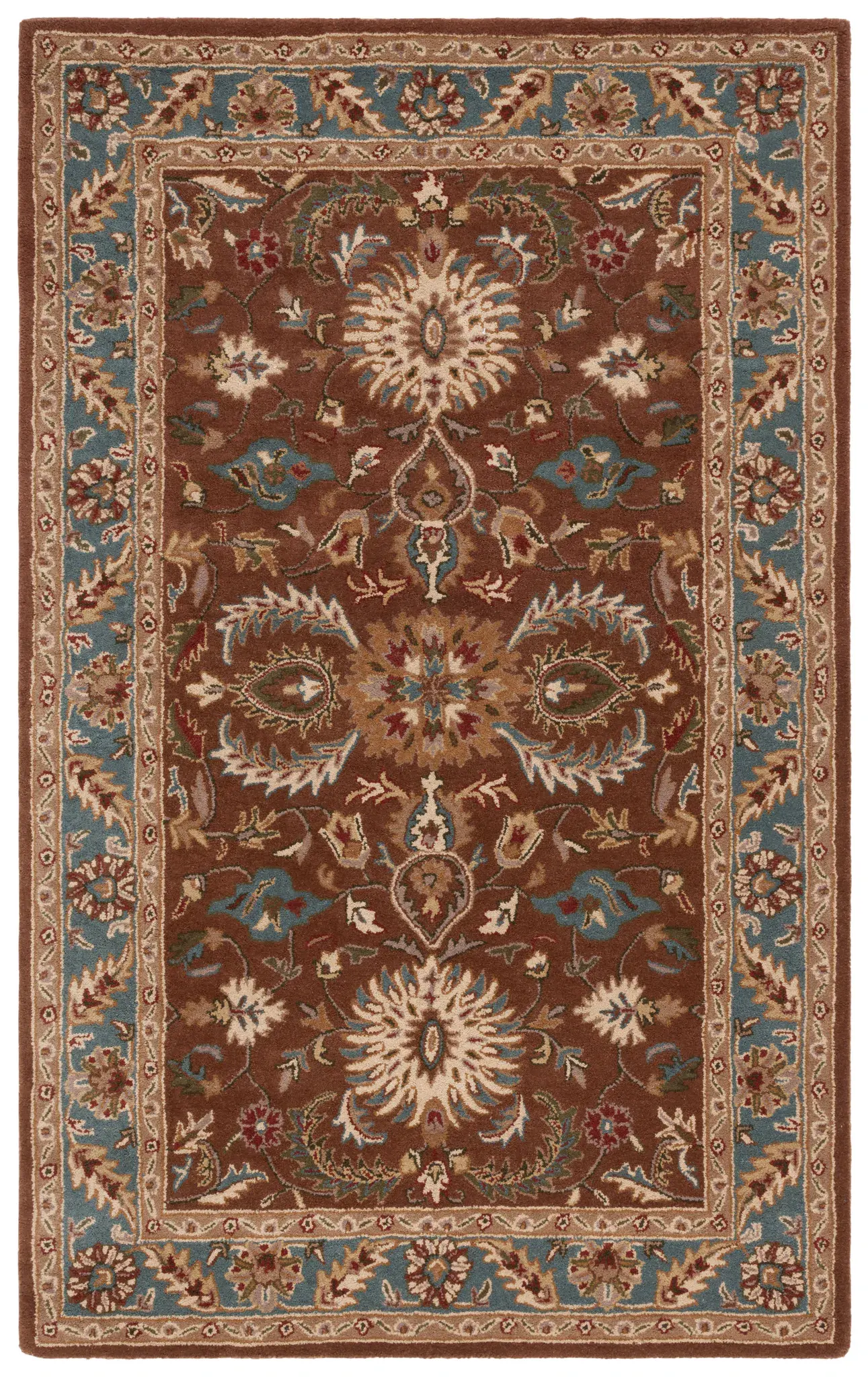 Heritage Rosette Vine Border Hand-Tufted Wool Rug