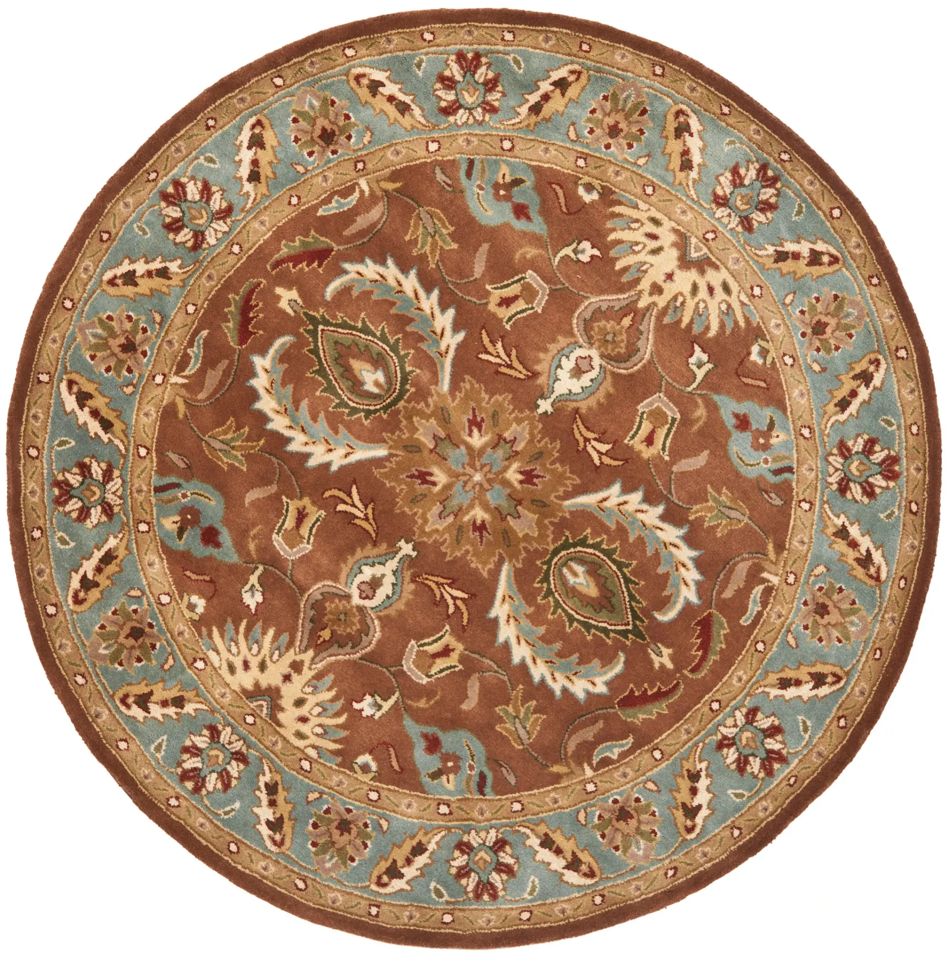 Heritage Rosette Vine Border Hand-Tufted Wool Rug