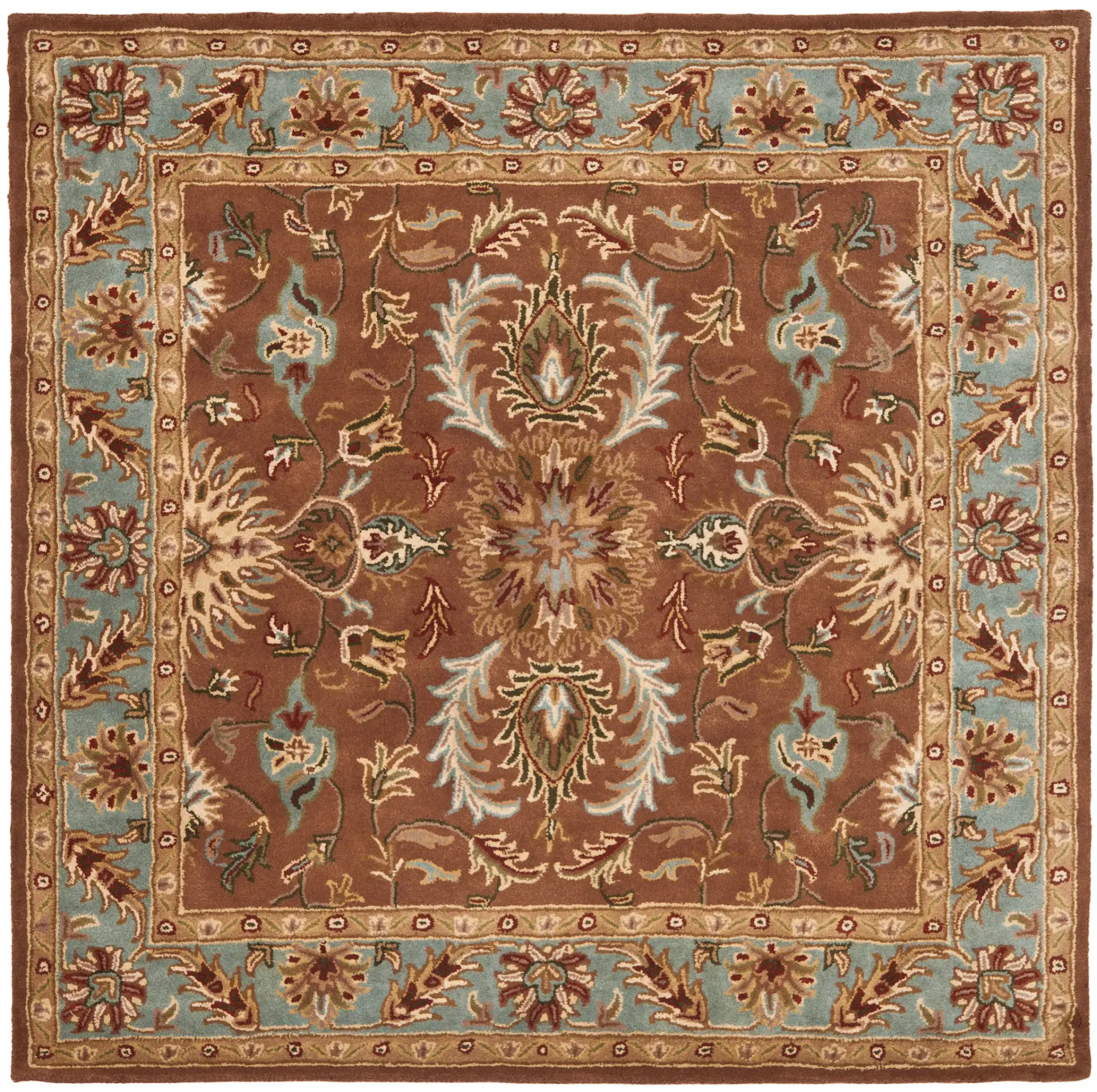 Heritage Rosette Vine Border Hand-Tufted Wool Rug
