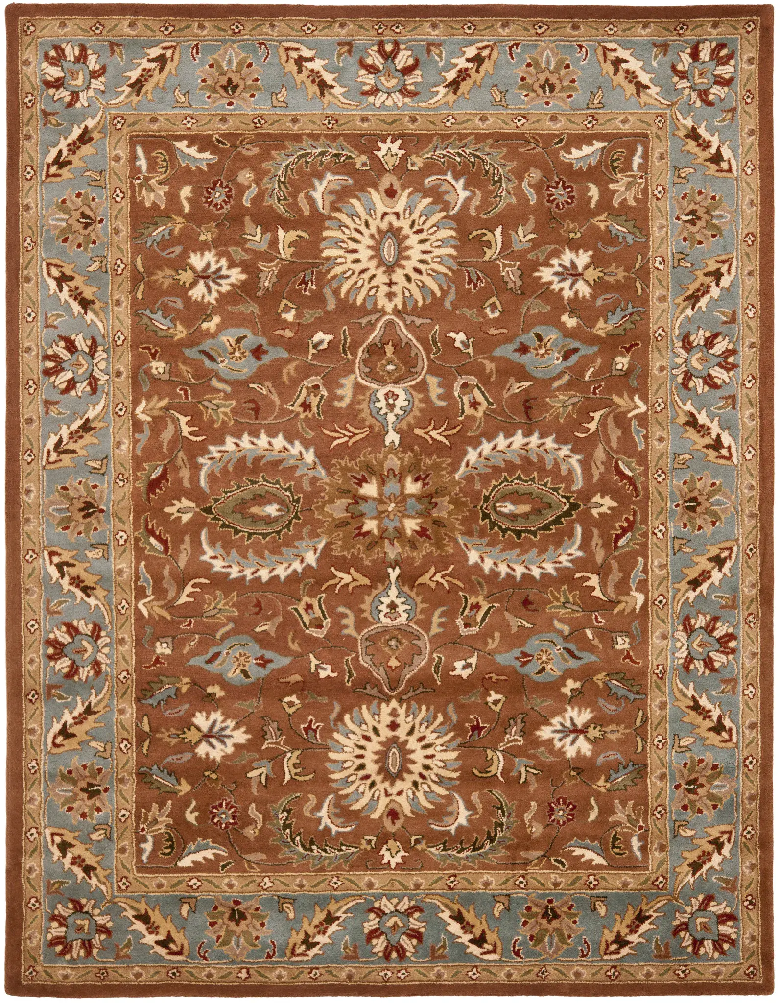 Heritage Rosette Vine Border Hand-Tufted Wool Rug
