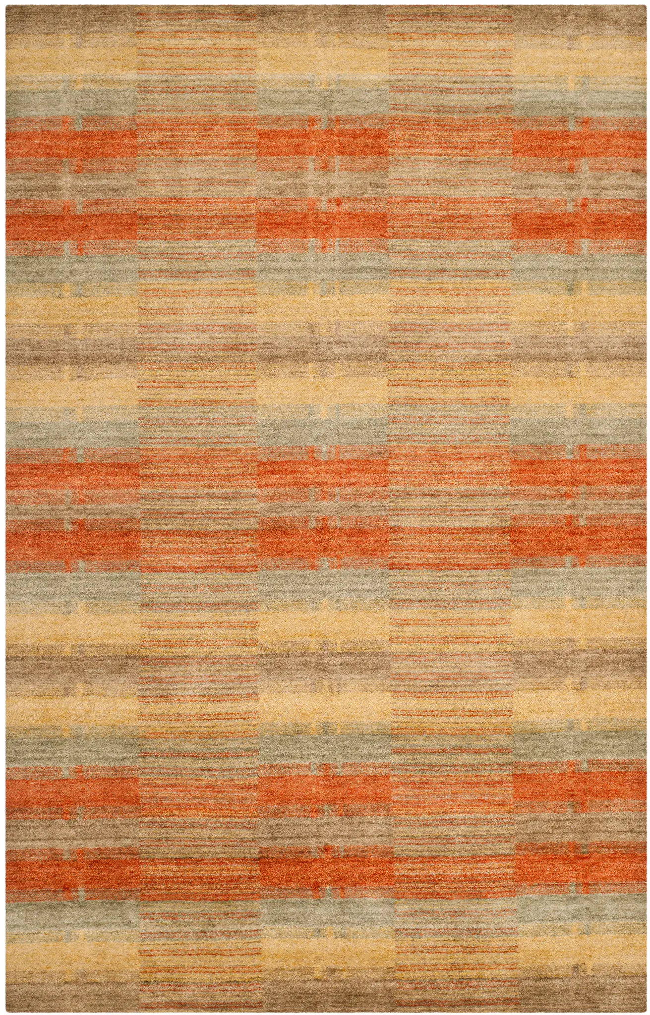 Himalaya Grid Stripe Hand-Loomed Wool Rug
