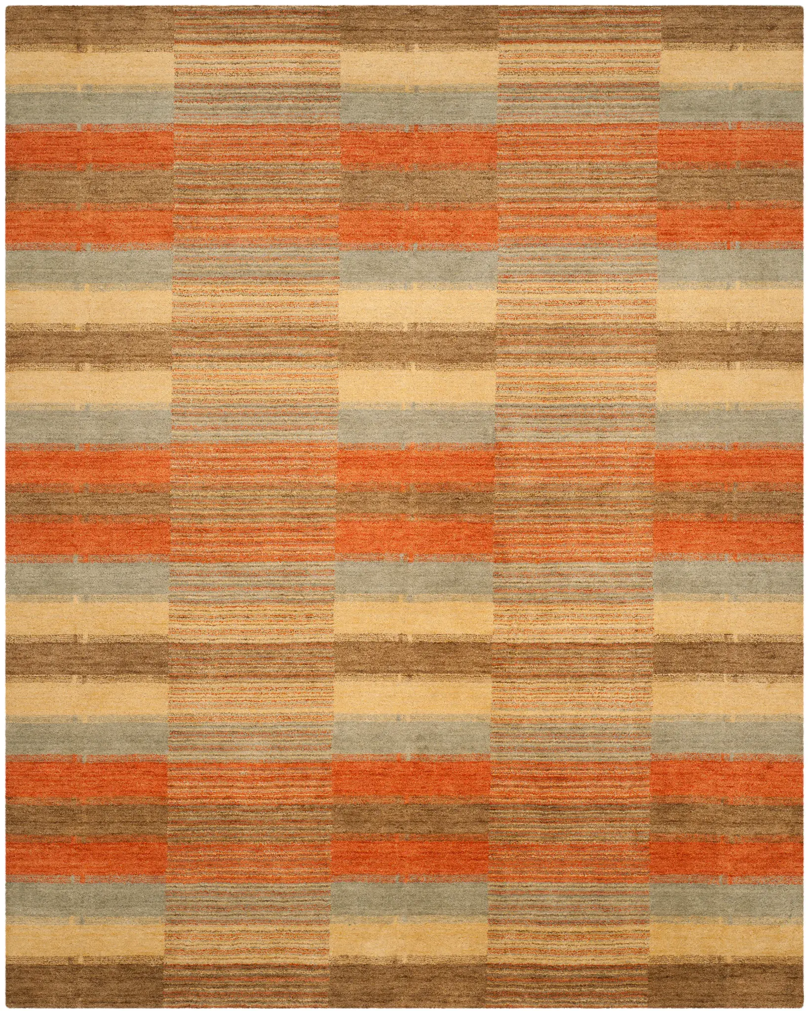Himalaya Grid Stripe Hand-Loomed Wool Rug
